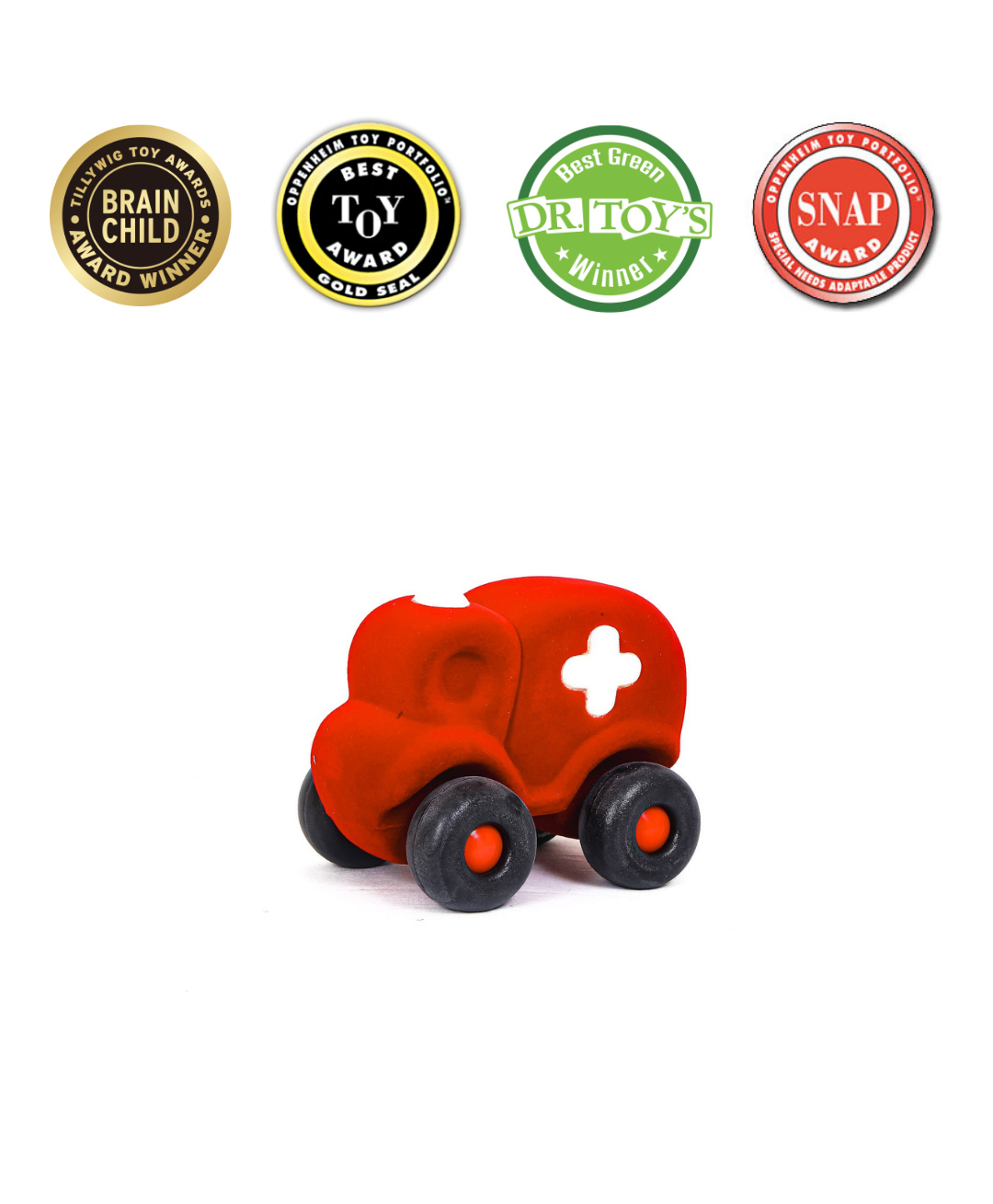 RUBBABU Natural Rubber Hopkinns The Ambulance Pull Along Toy- Red-image-42