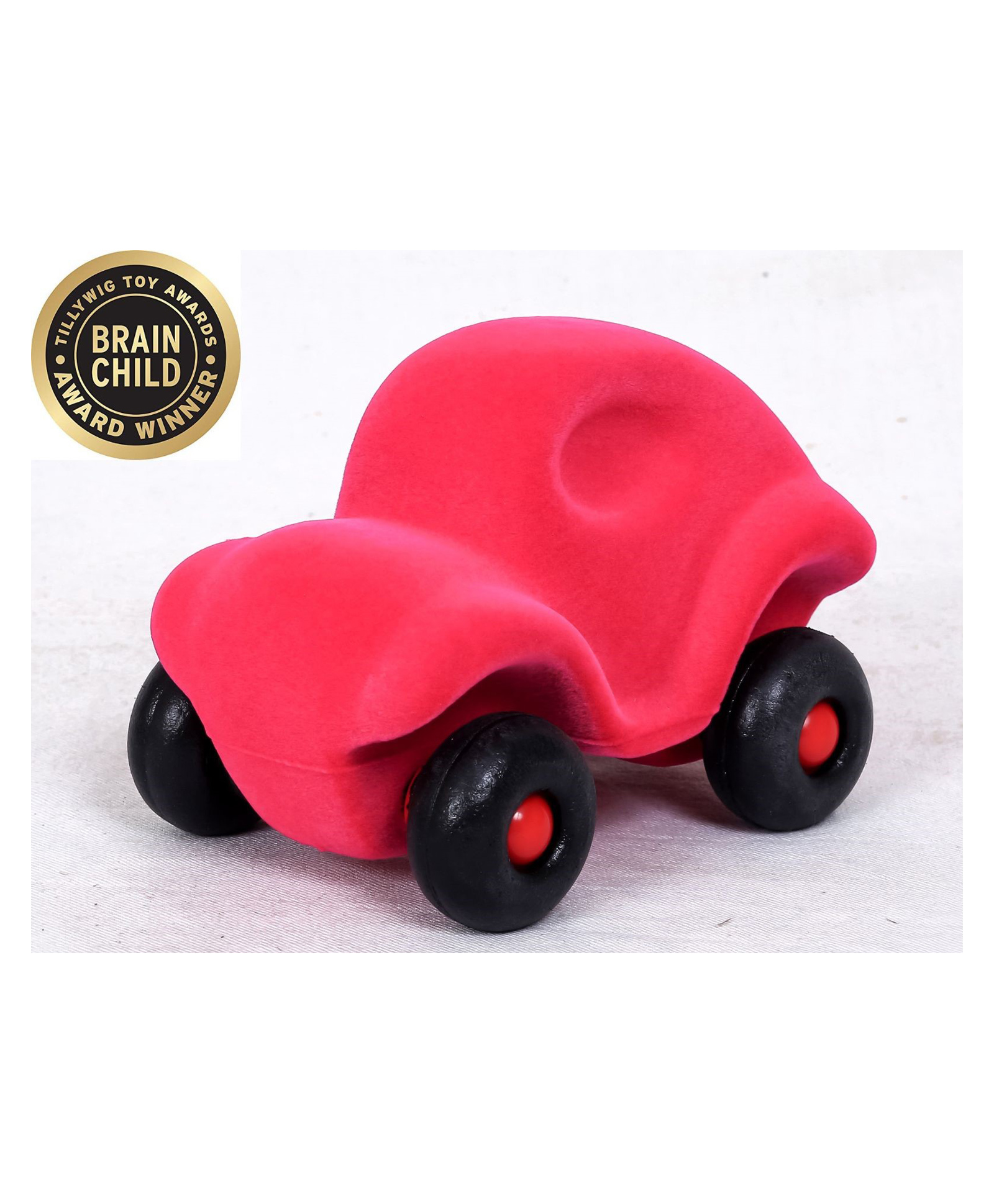 RUBBABU Natural Rubber Rubbabu Car Pull Along Toy- Pink-picture-1