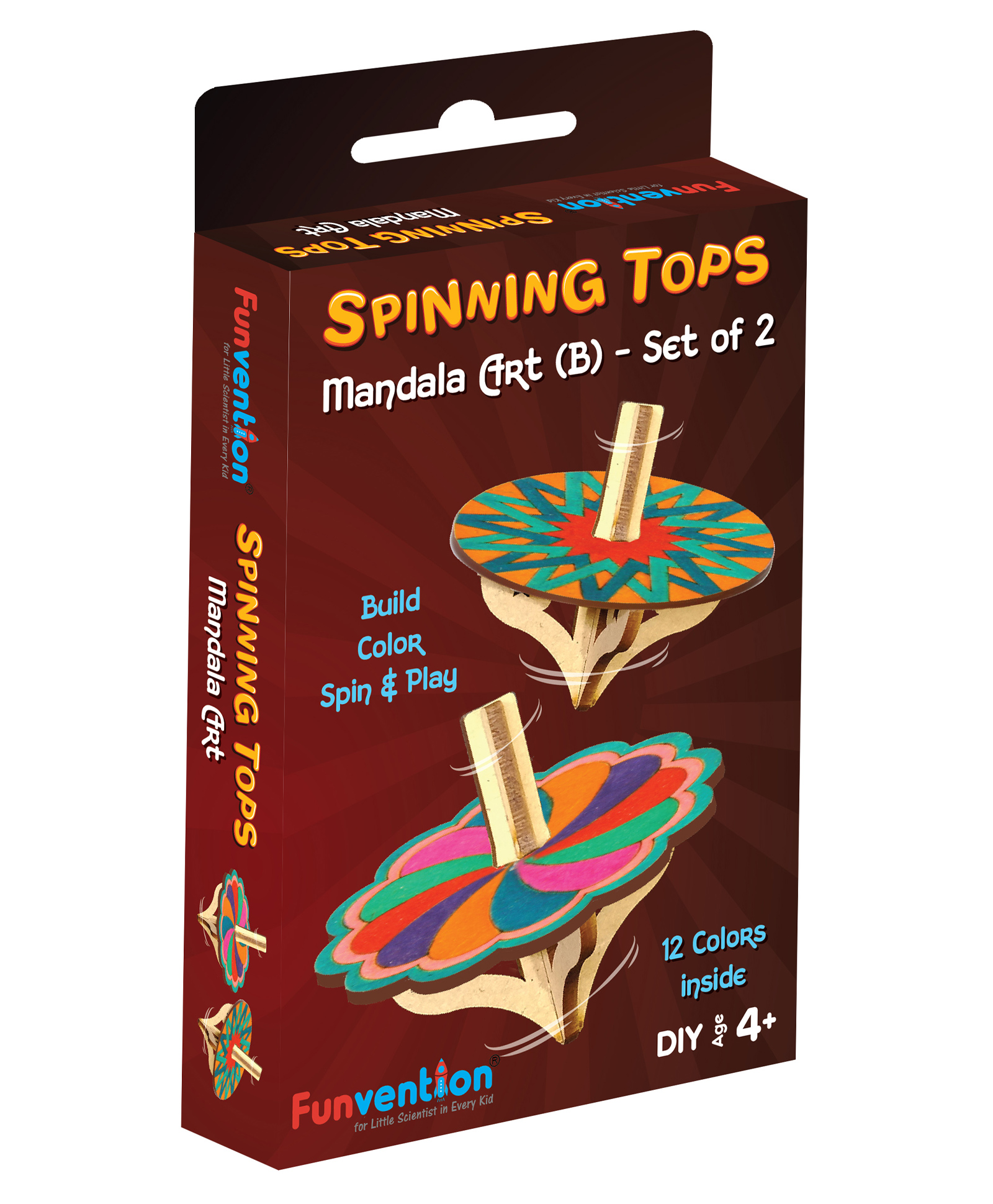 Funvention DIY Spinning Tops Mandala Art B Set of 2 - Multicolour-image-44