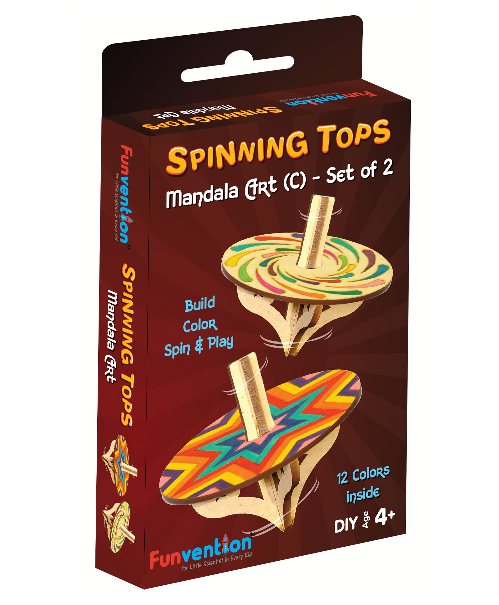 Funvention DIY Spinning Tops Mandala Art C Set of 2 - Multicolour-image-42