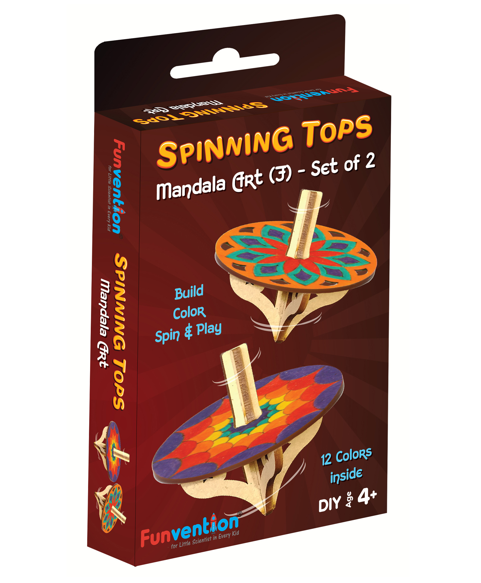Funvention DIY Spinning Tops Mandala Art F Set of 2 - Multicolour-picture-48