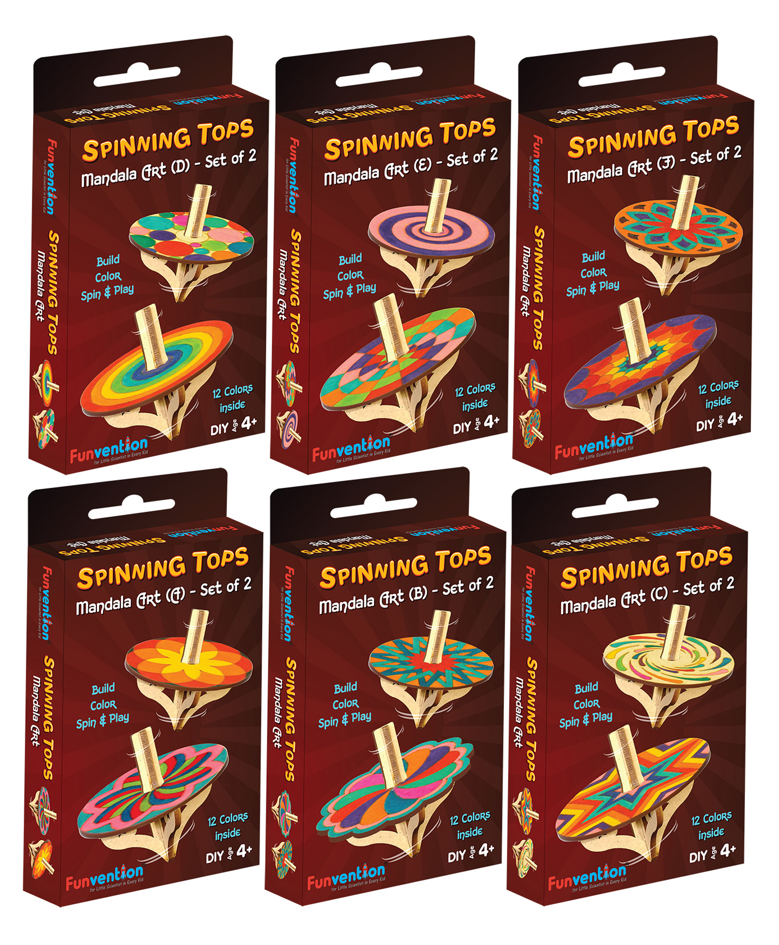 Funvention DIY Spinning Tops Mandala Art Pack of 6 - Multicolour-picture-10