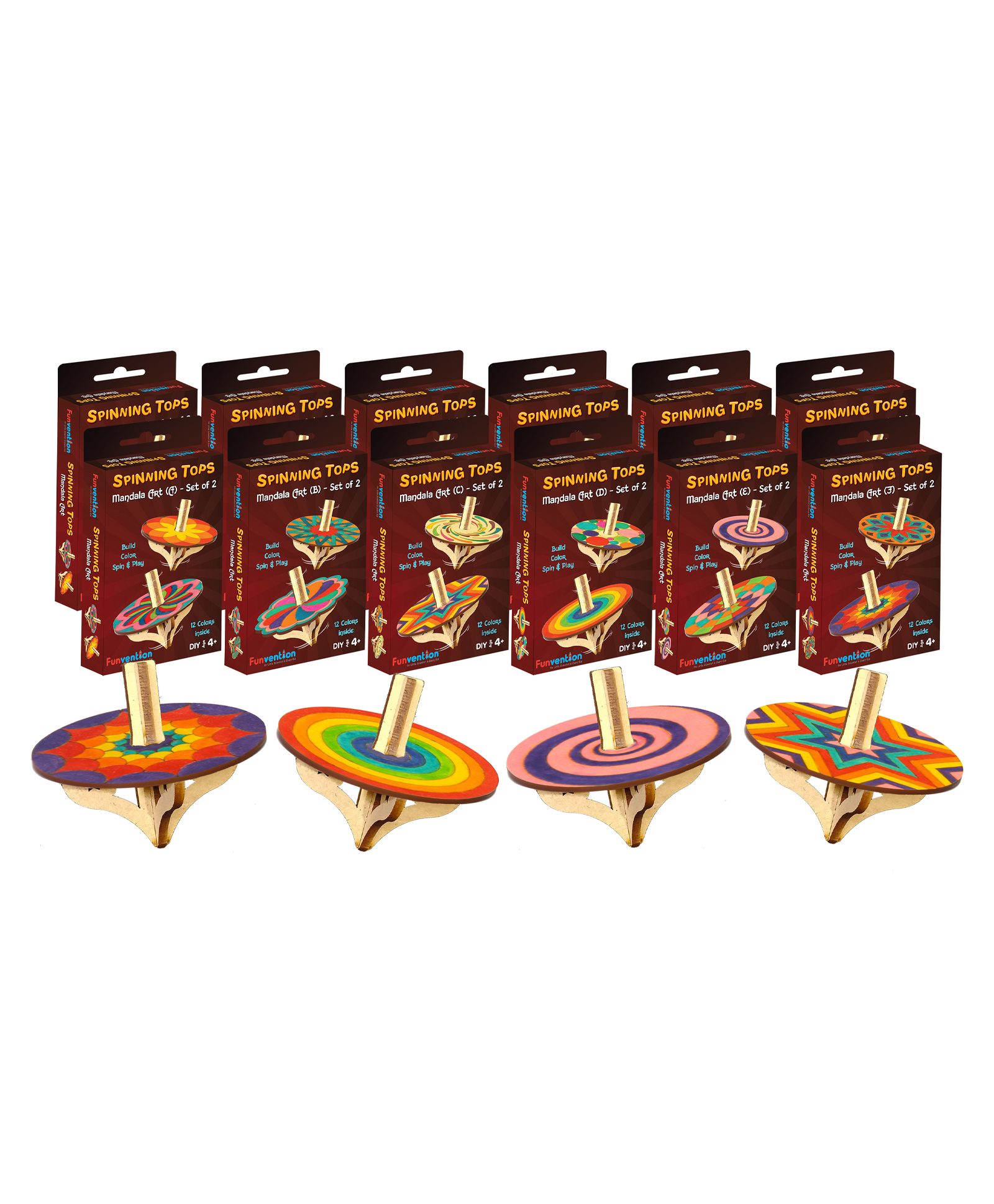 Funvention DIY Spinning Tops Mandala Art Pack of 12 - Multicolour-picture-25