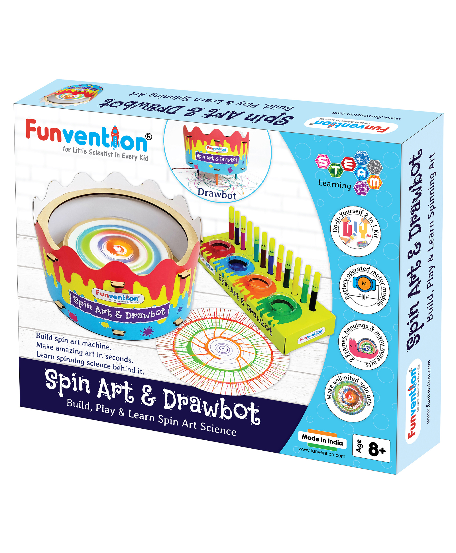 Funvention DIY Spin Art Machine & Drawbot Paint Craft Kit - Multicolor-image-19