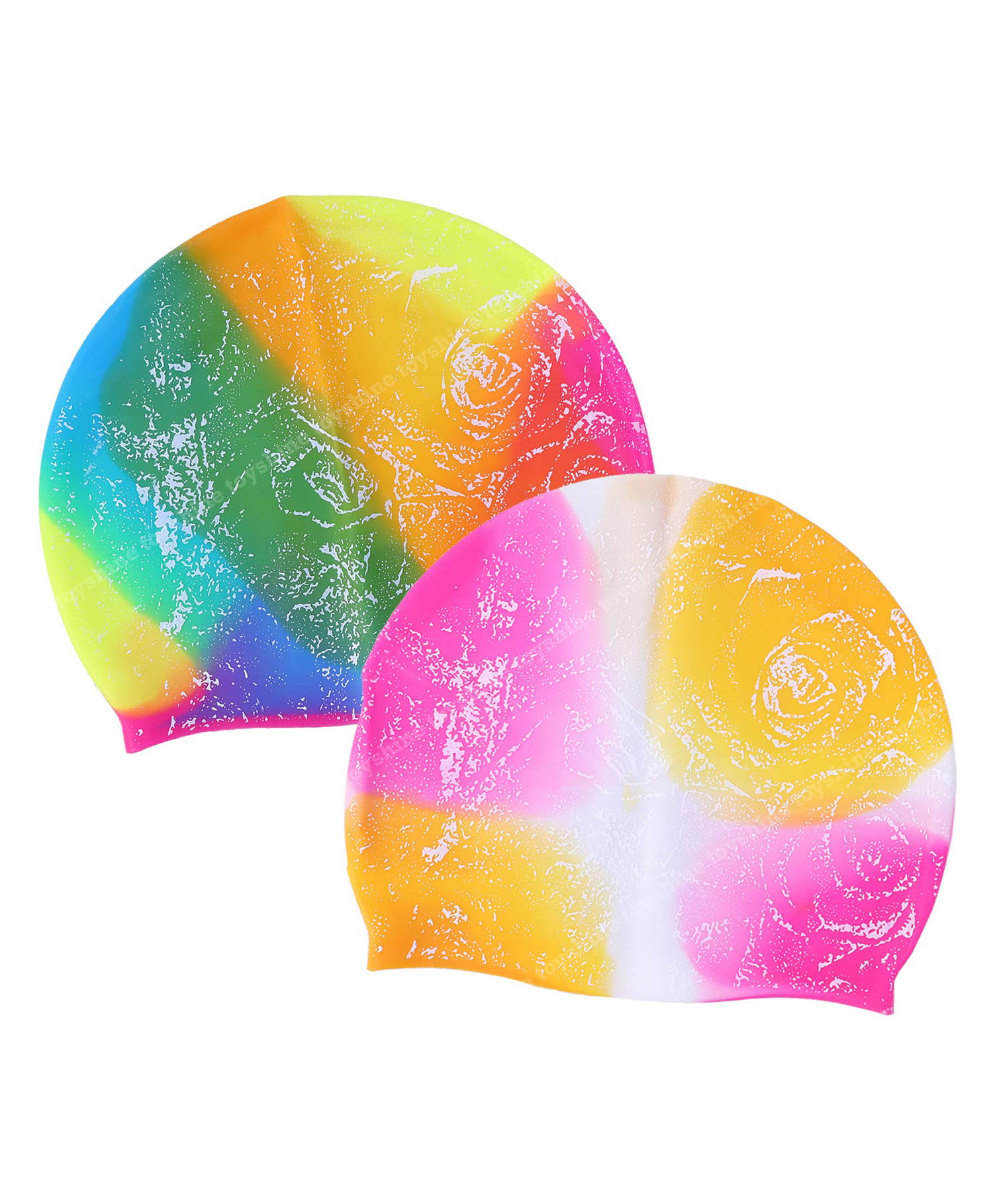 Toyshine Non Slip for Long Hair Silicone Spray Design Swimming Caps Pack of 2 - Multicolor-image-38