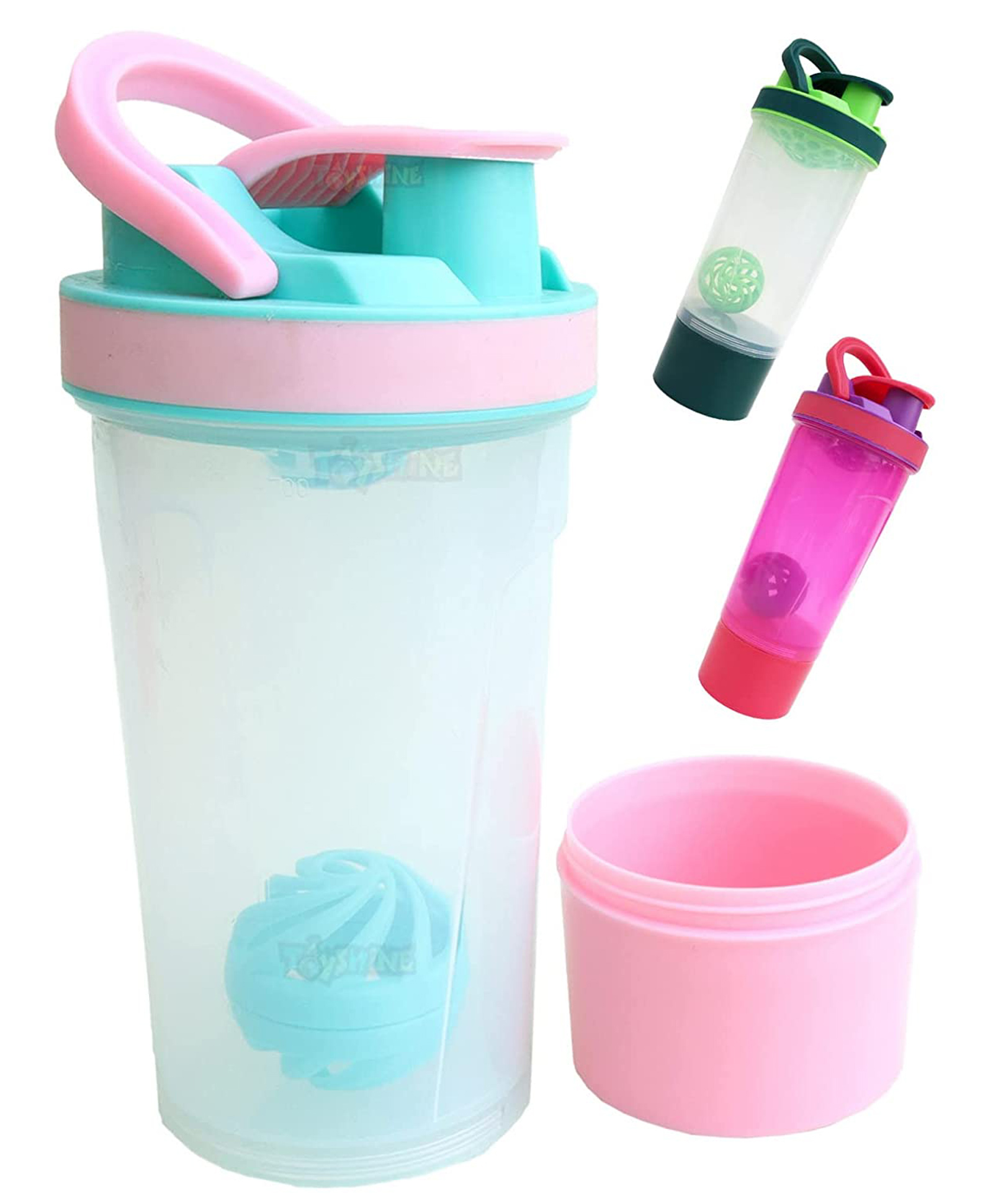 Spanker 24 Oz Leak Proof Mixer Cup with Blending Ball  Mixing Bottles for Protein Shakes Pink Green- 710 ml-image-39