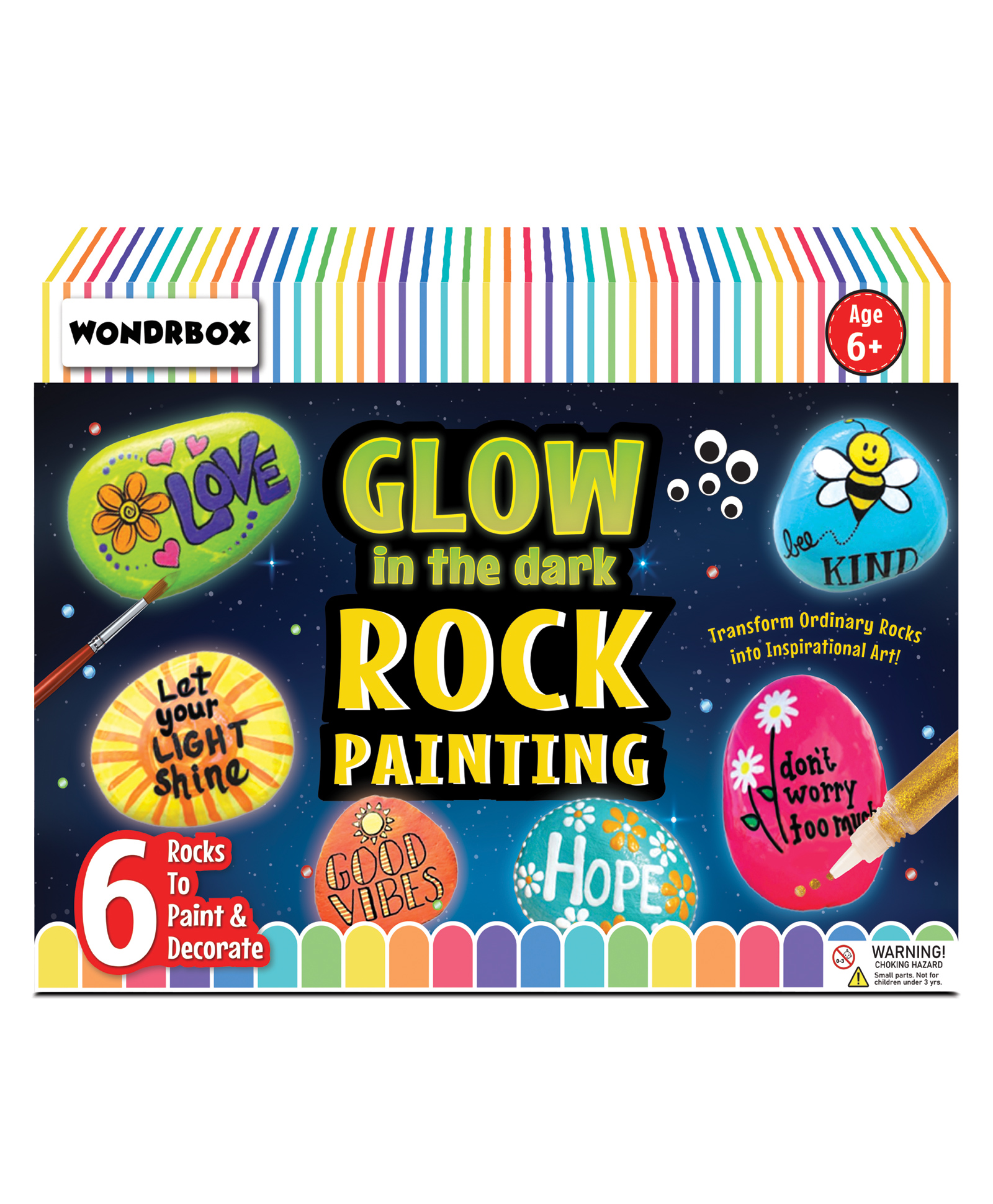 WONDRBOX Rock Stone Painting Kit, Art and Craft Kit, Kids Toy, Rock Painting Set for Kids, Stones Painting Materials, Pebbles for Painting Kit for Kids, Gifts for Kids 4 Year Old & Above-Multicolor-image-25