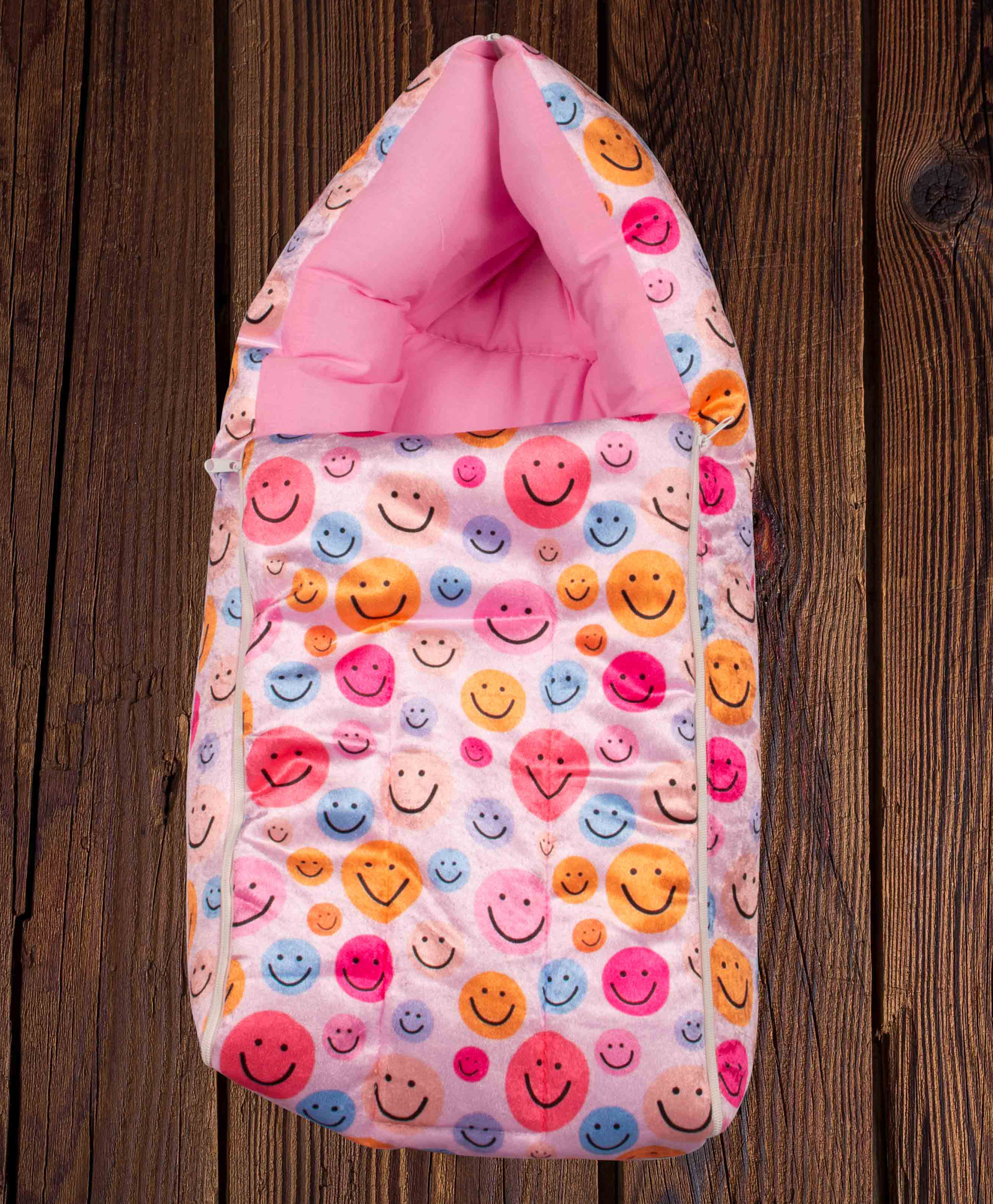Mittenbooty Infant Sleeping Bag Velvet Smiley - Pink-image-10