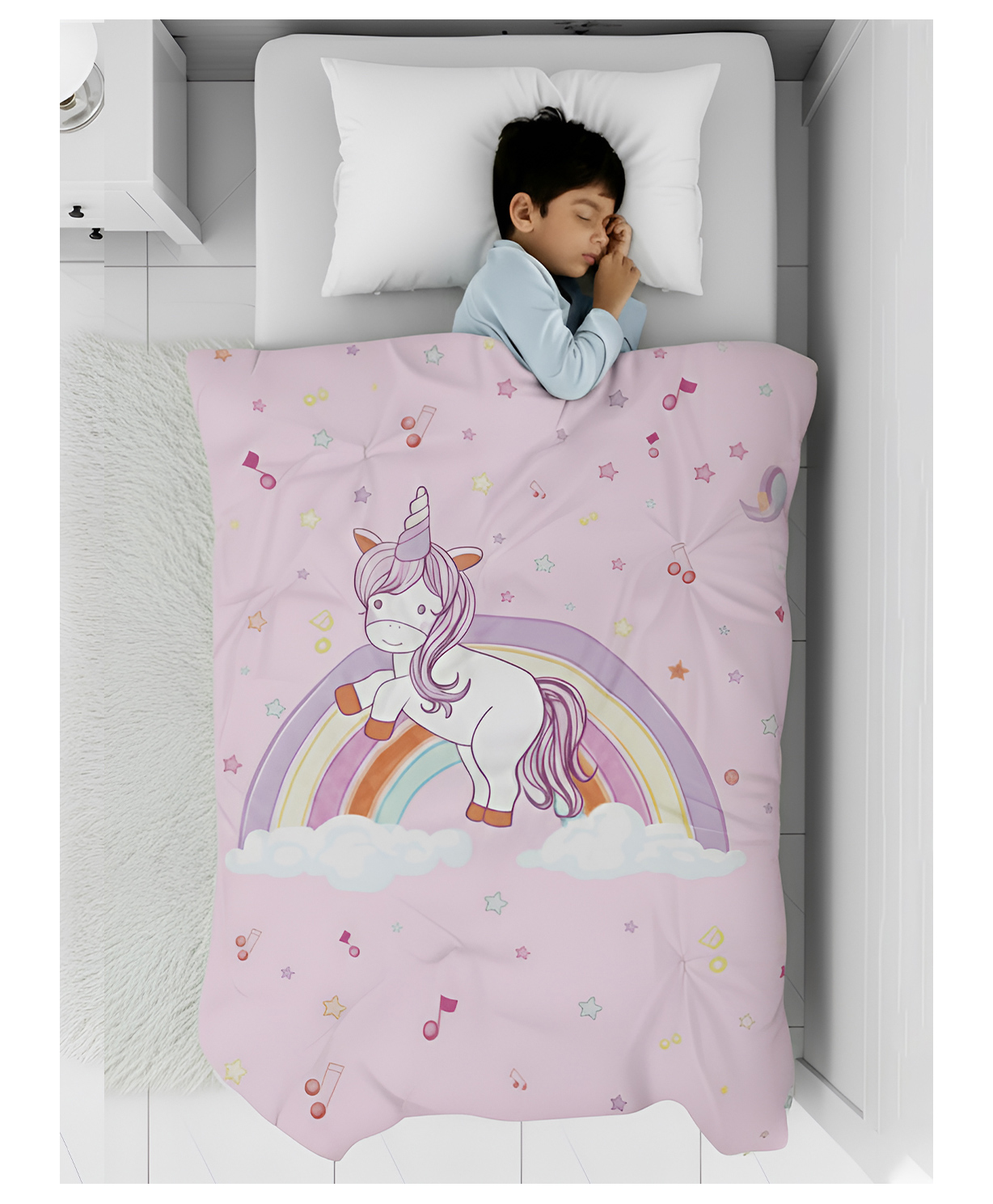 POLKA TOTS Cartoon Printed Comforter Baby Blanket and 2 Way Design Reversible Quilt for Kids - Unicorn-picture-20