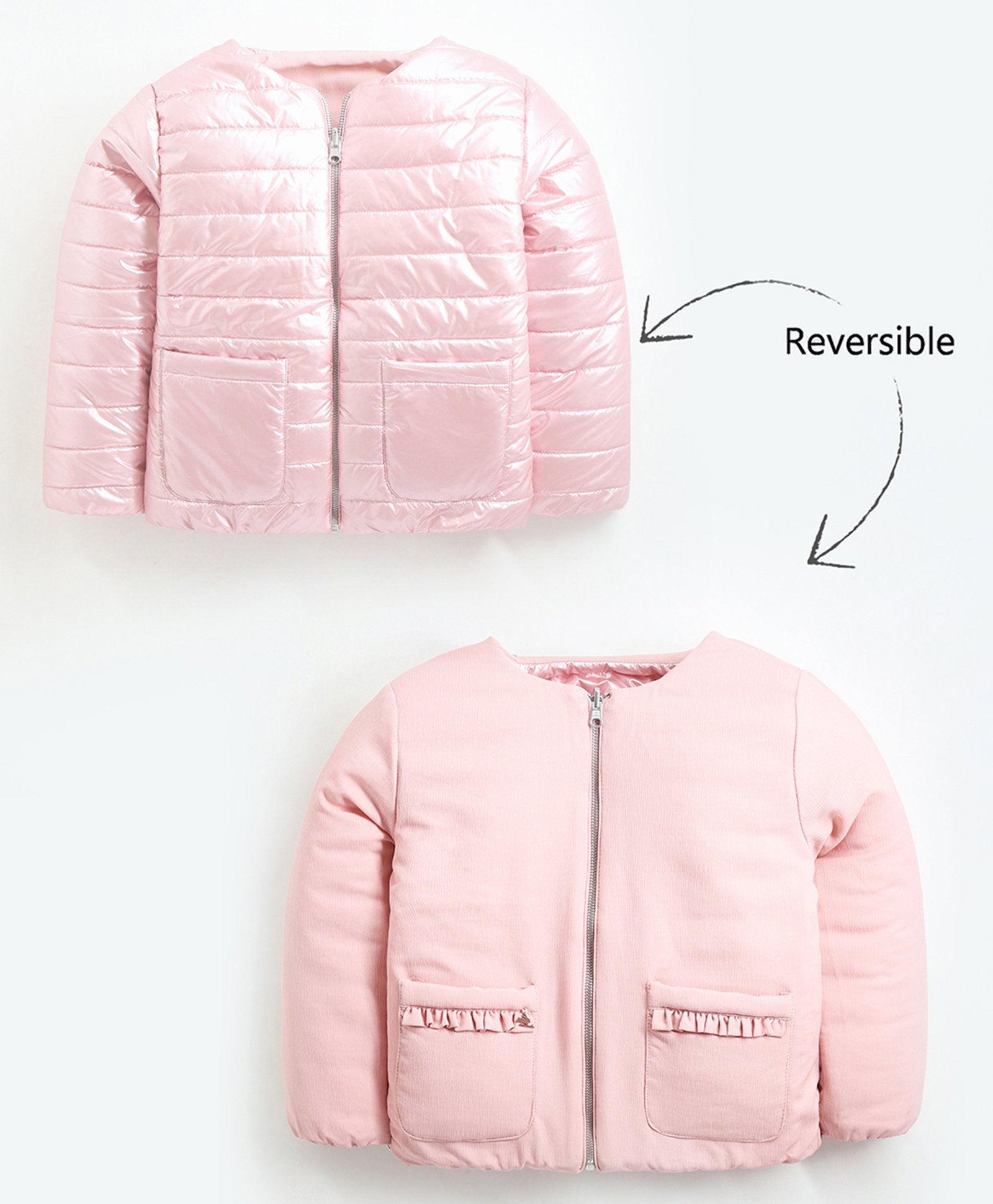 Cherry Crumble By Nitt Hyman Full Sleeves Solid Fluffable Quilted Reversible Jacket -Pink-picture-12