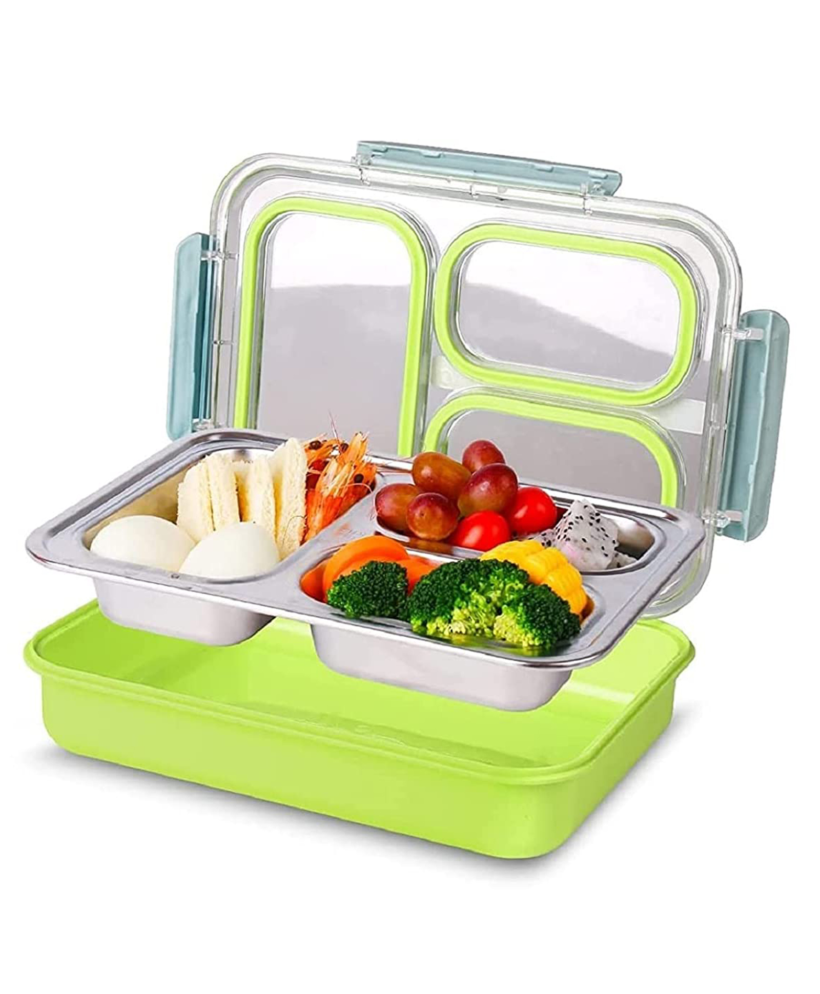 New Pinch Stainless Steel Lunch Box with Spoon and Fork -  color may vary-picture-27
