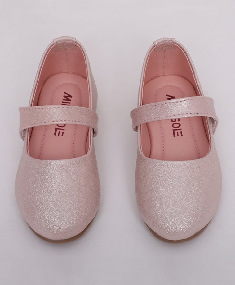 Mine Sole Solid Shimmer Effected Party Wear Mary Jane Ballerinas - Blush Pink-image-27