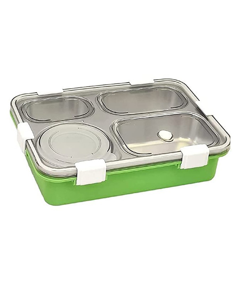 Yamama 4 Grid Insulated Stainless Steel Lunch Box With Separate Bowl With Lid - Green-picture-11