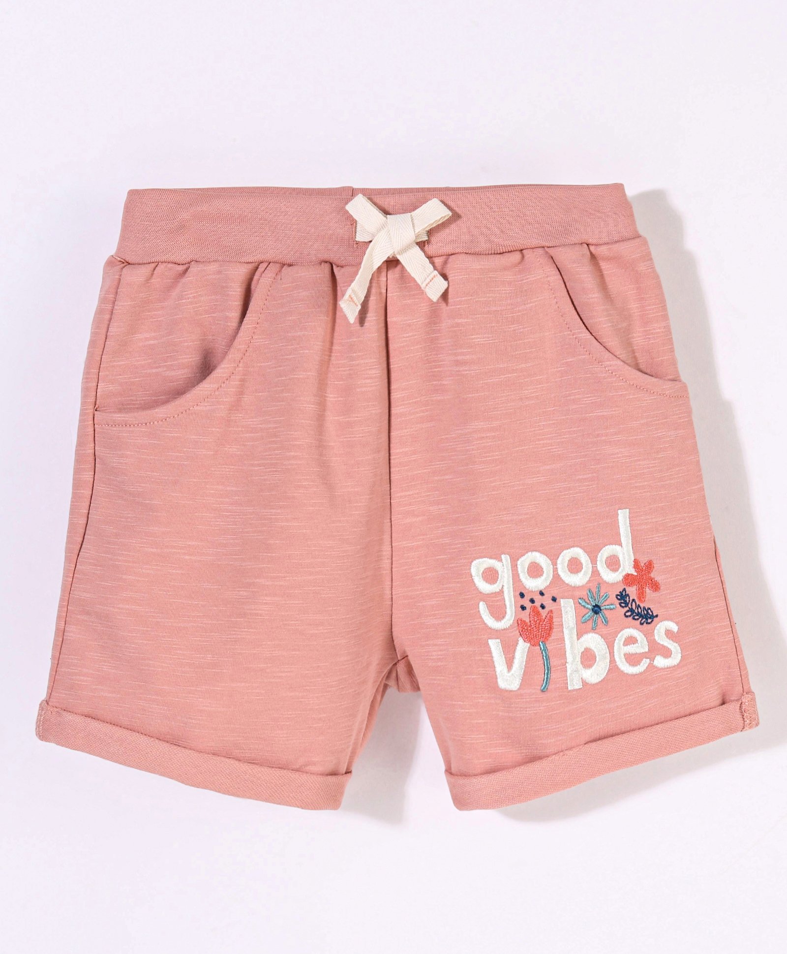 Ollypop Cotton Mid Thigh Shorts Text Print - Pink-picture-15