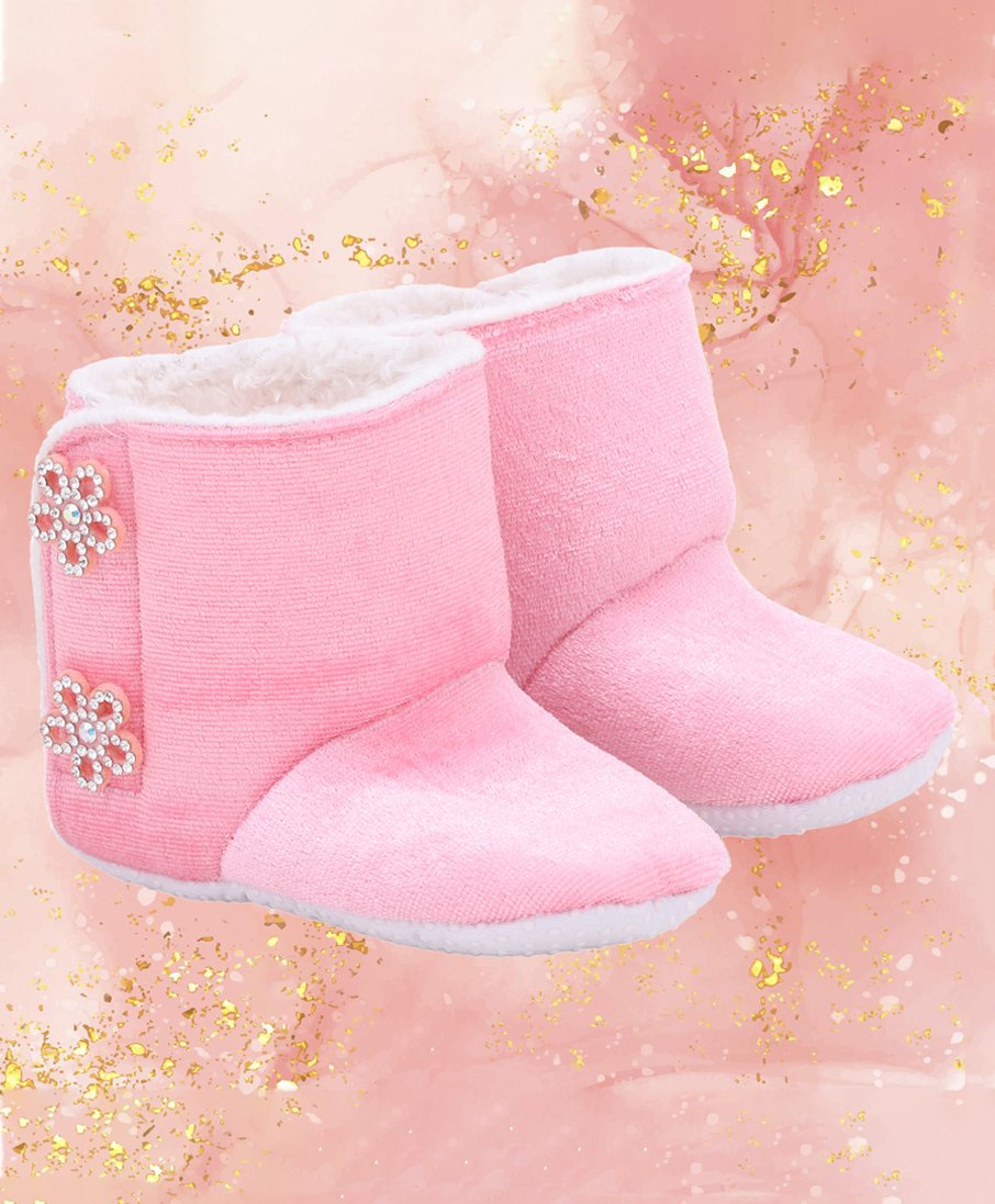 Coco Candy Flower Stone Embellished Fur Shoes Style Booties-Pink-picture-23