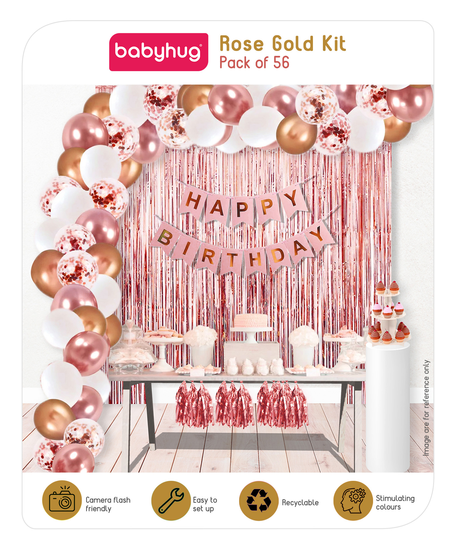 Babyhug Birthday Decor Kit Rose Gold - Pack Of 56