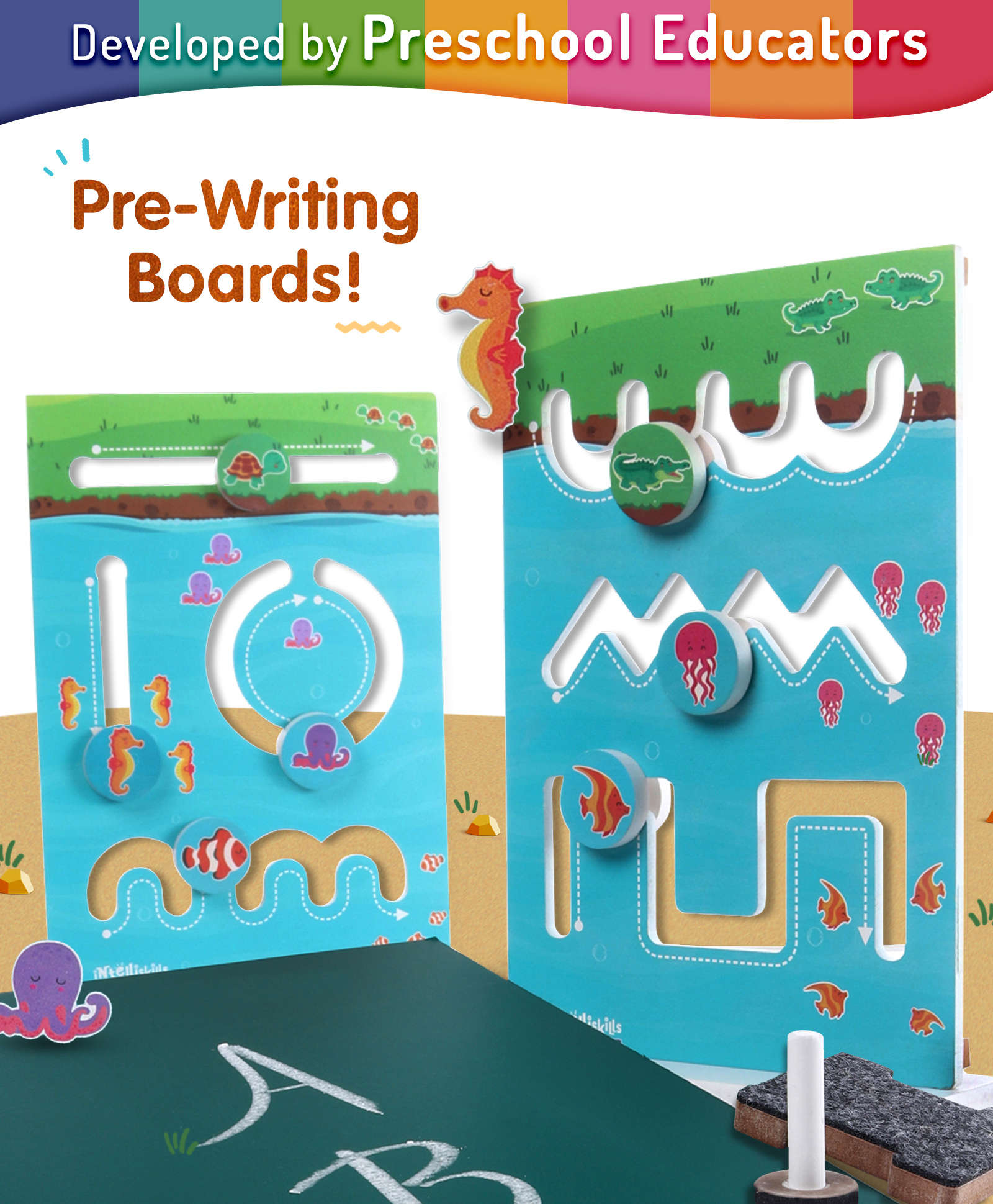 Intelliskills Fun with Pre-Writing Premium Wooden Pattern Making - Multicolor-picture-24