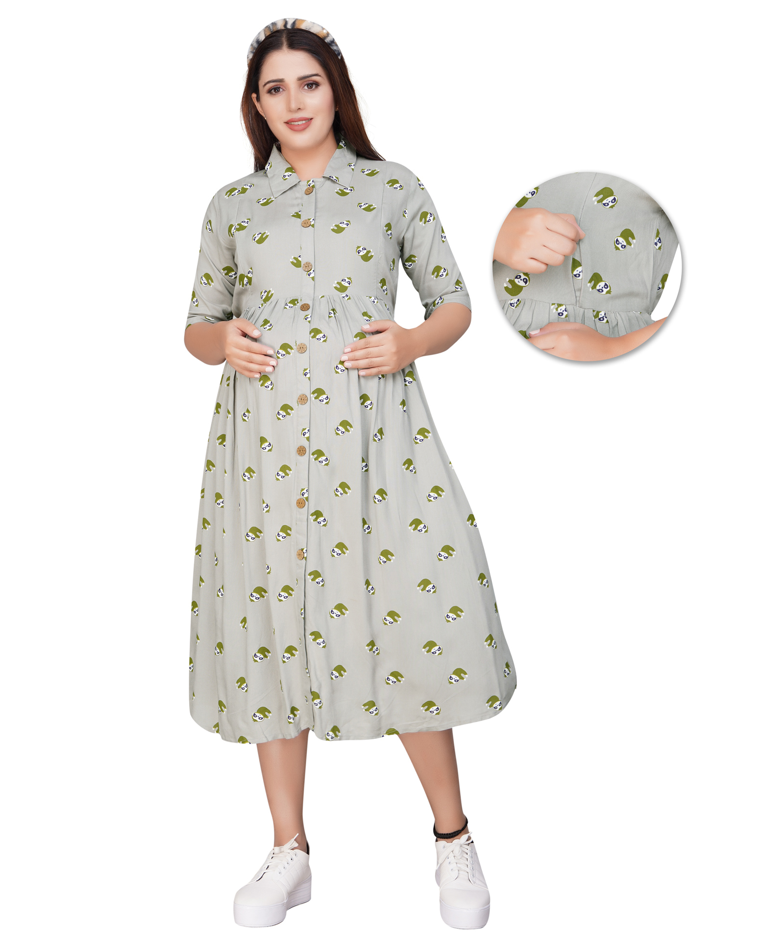 gray nursing dress