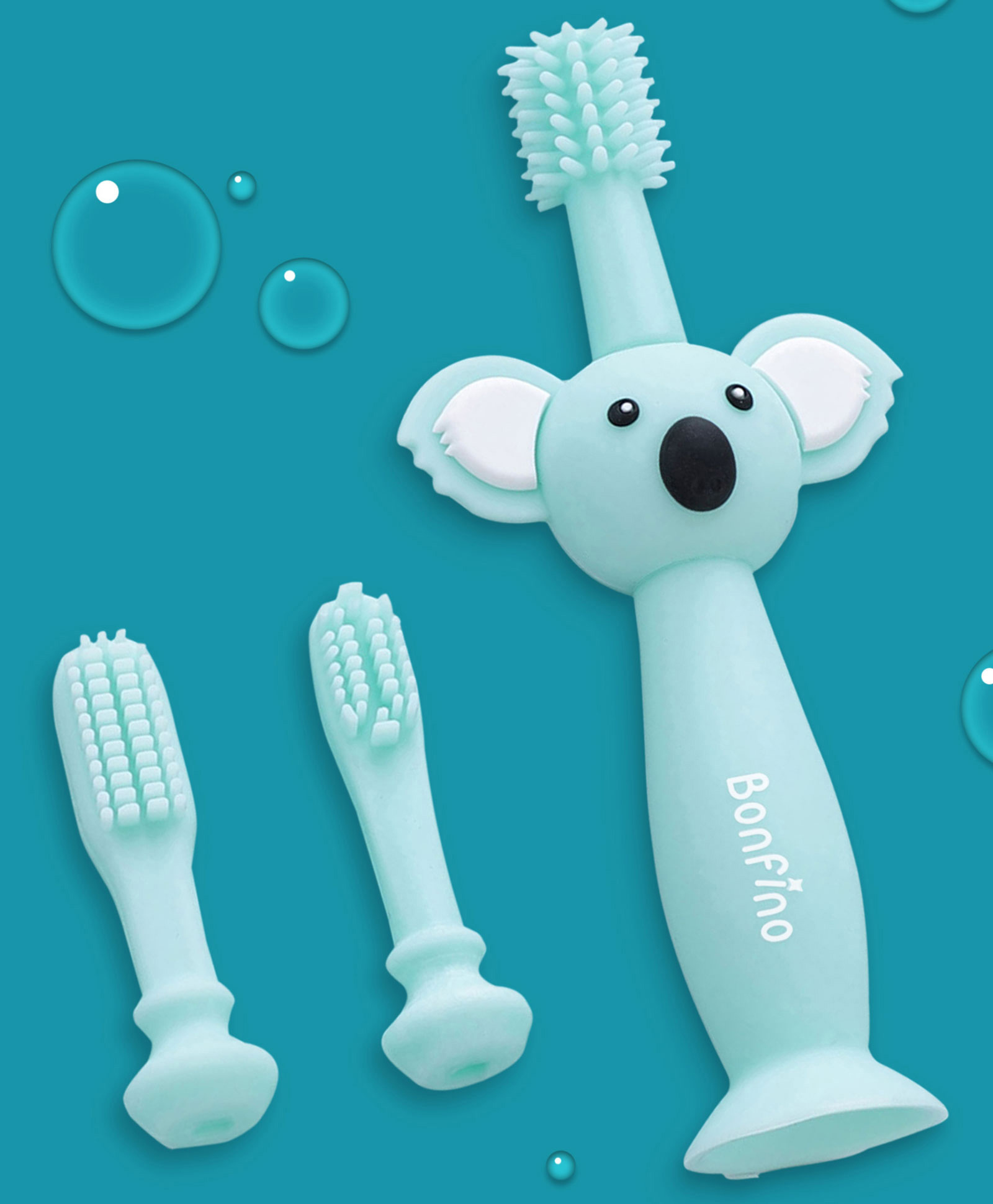 Bonfino Silicone Toothbrush With Training Heads- Green-picture-30
