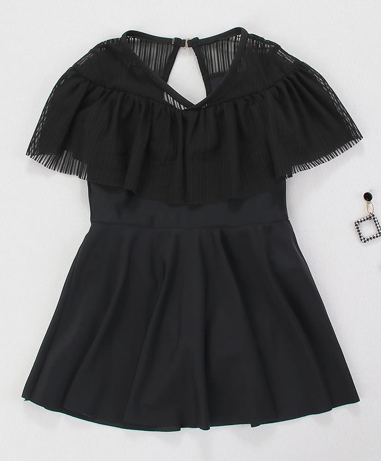 Kookie Kids Half Sleeves Frock Swimsuit Solid Colour - Black-image-2