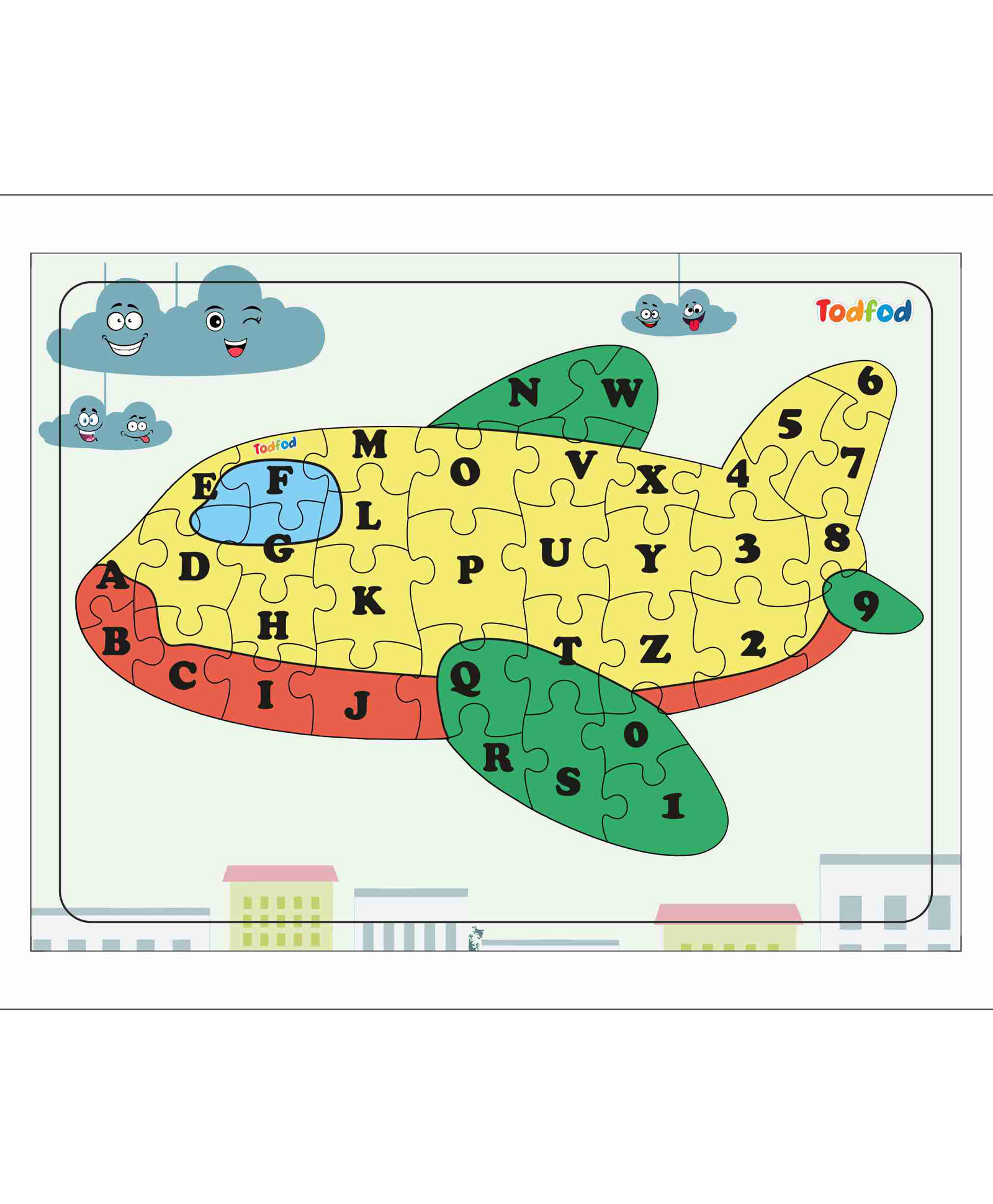 TodFod Plane Shaped Wooden Jigsaw Puzzle Toy English Consonants Multicolor - 36 Pieces-picture-13