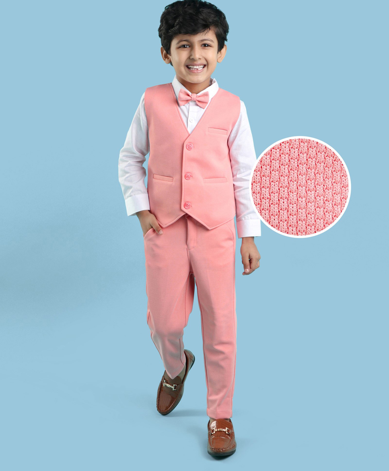 Mark & Mia Full Sleeves Solid Party Suit With Bow - Pink-image-30