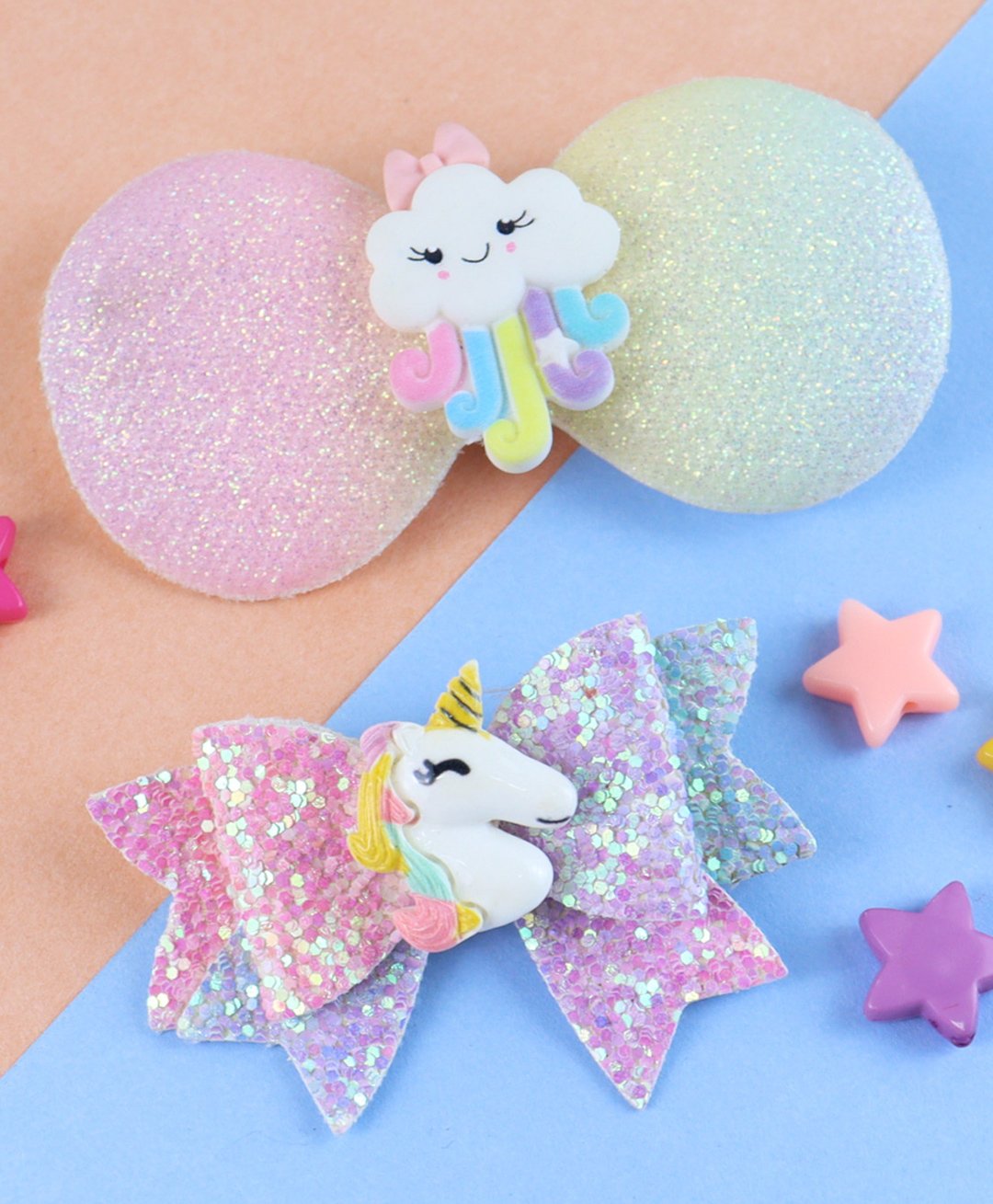 Asthetika Set Of 2 Unicorn & Cloud Glitter Hair Clips - Pink for Girls  (3-12 Years) Online in India, Buy at  - 12748405