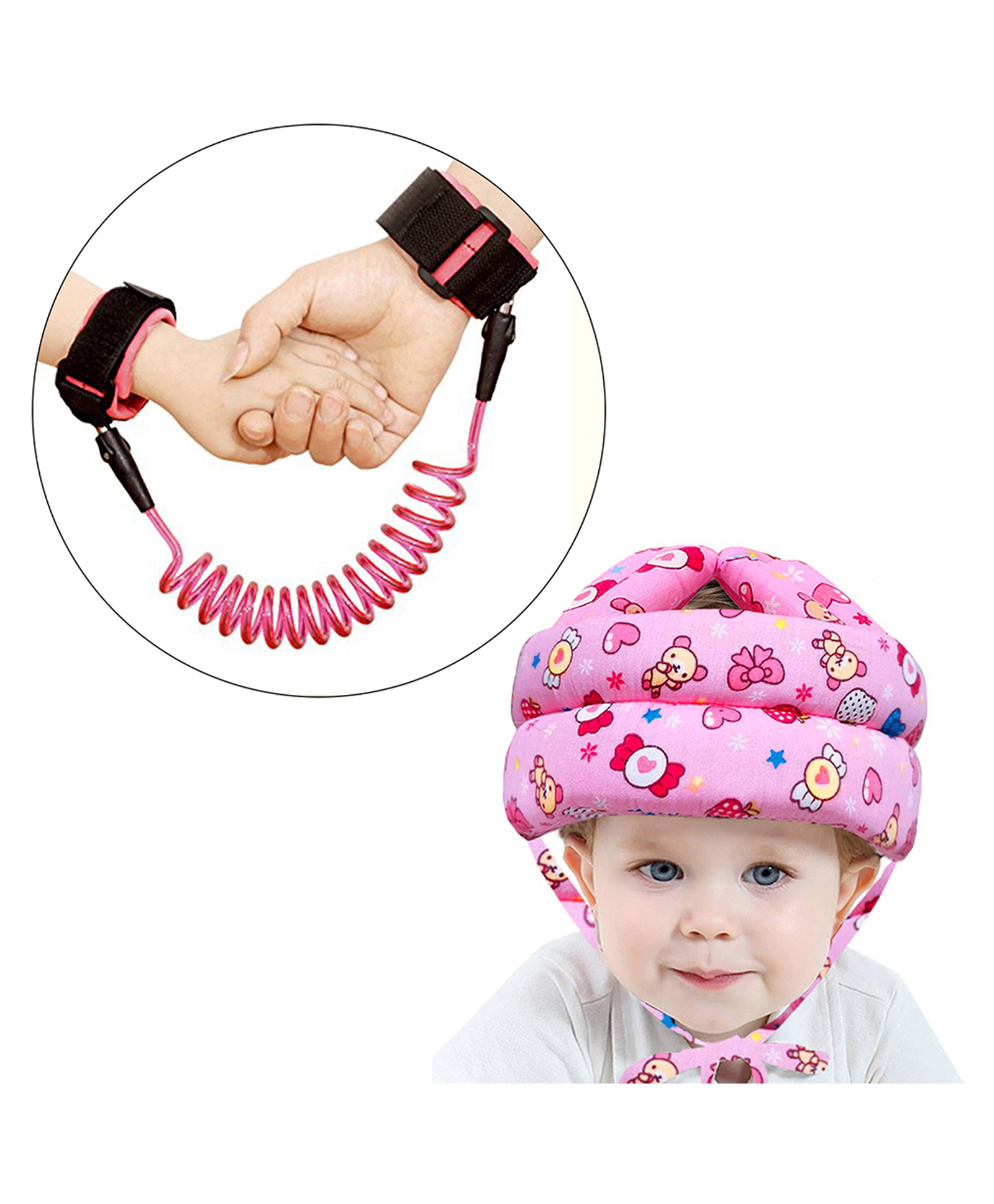 safe-o-kid Safe O Kid Wrist Link With Baby Safety Cotton Helmet Head Protection - Multicolour-picture-13