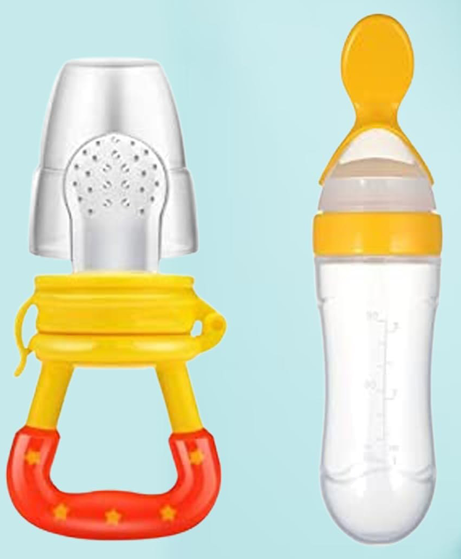 Safe-O-Kid Silicone Squeeze Feeding Spoon  and Food Feeder - Multicolour-image-0