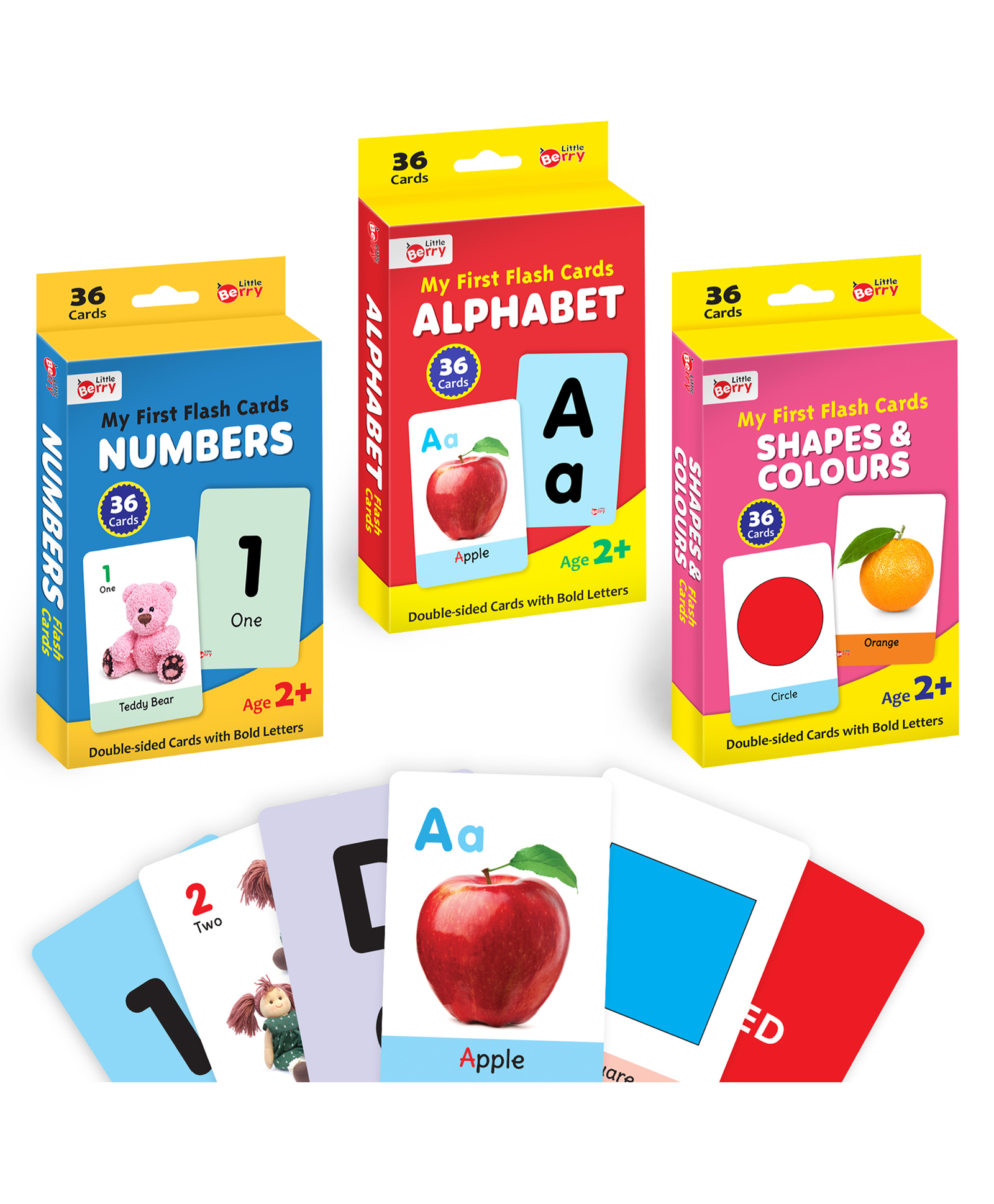 Little Berry My First Flashcards Alphabet Number Shapes and Colors Pack of 3 - 108 Cards-picture-18