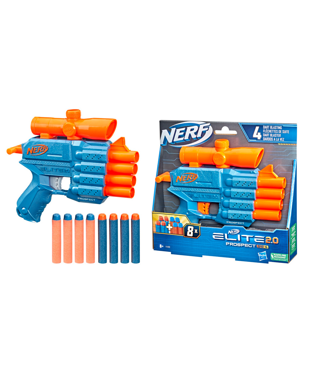 Nerf 2.0 Prospect QS 4 Blaster with 8 Official Darts - Blue-image-13