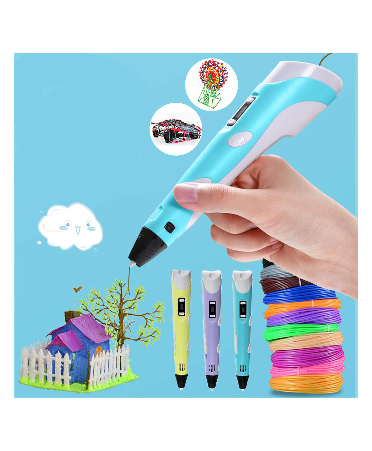 Oskart Kids 3D Pen in Learning Toy with ABS Filament for Learning and Education Modeling Creativity (Assorted colour and Print)-image-46