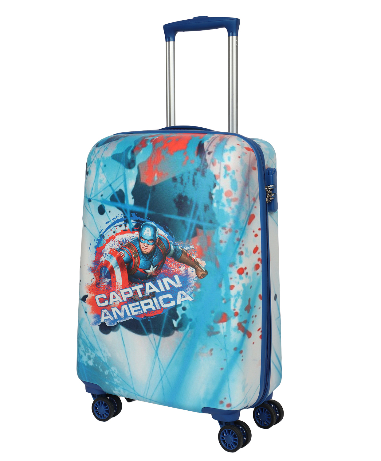 Novex Marvel Original Captain America Hard Sided Polycarbonate Kids Trolley Bag With 4 Wheel - Blue-image-13