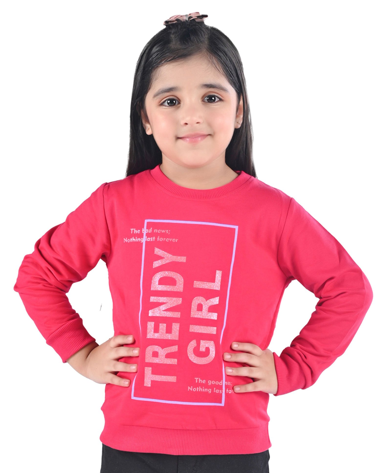 3PIN Full Sleeves Trendy Girl Printed Sweatshirt - Fuschia Pink-picture-16