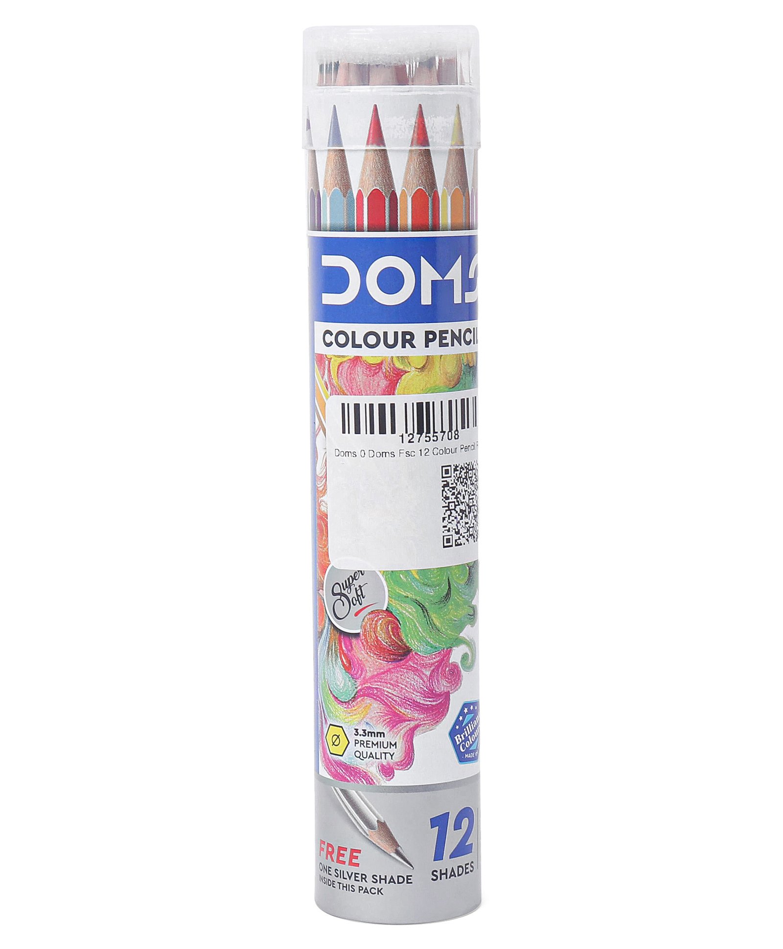 Doms Premium Quality Colour Pencil With Round Tin - 12 Shades-picture-40