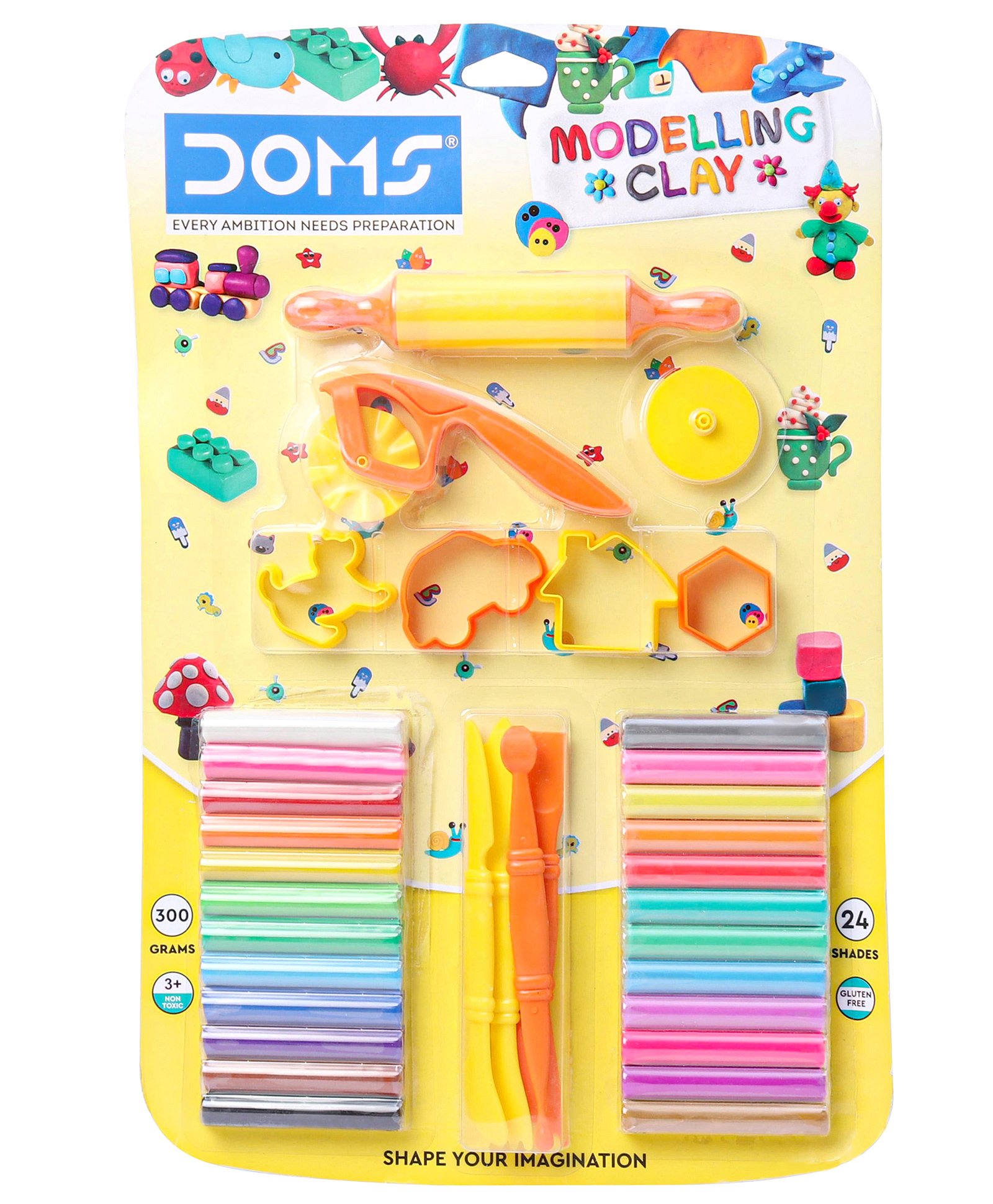 Doms Modelling Clay 24 Shades 300 g - Multicolor