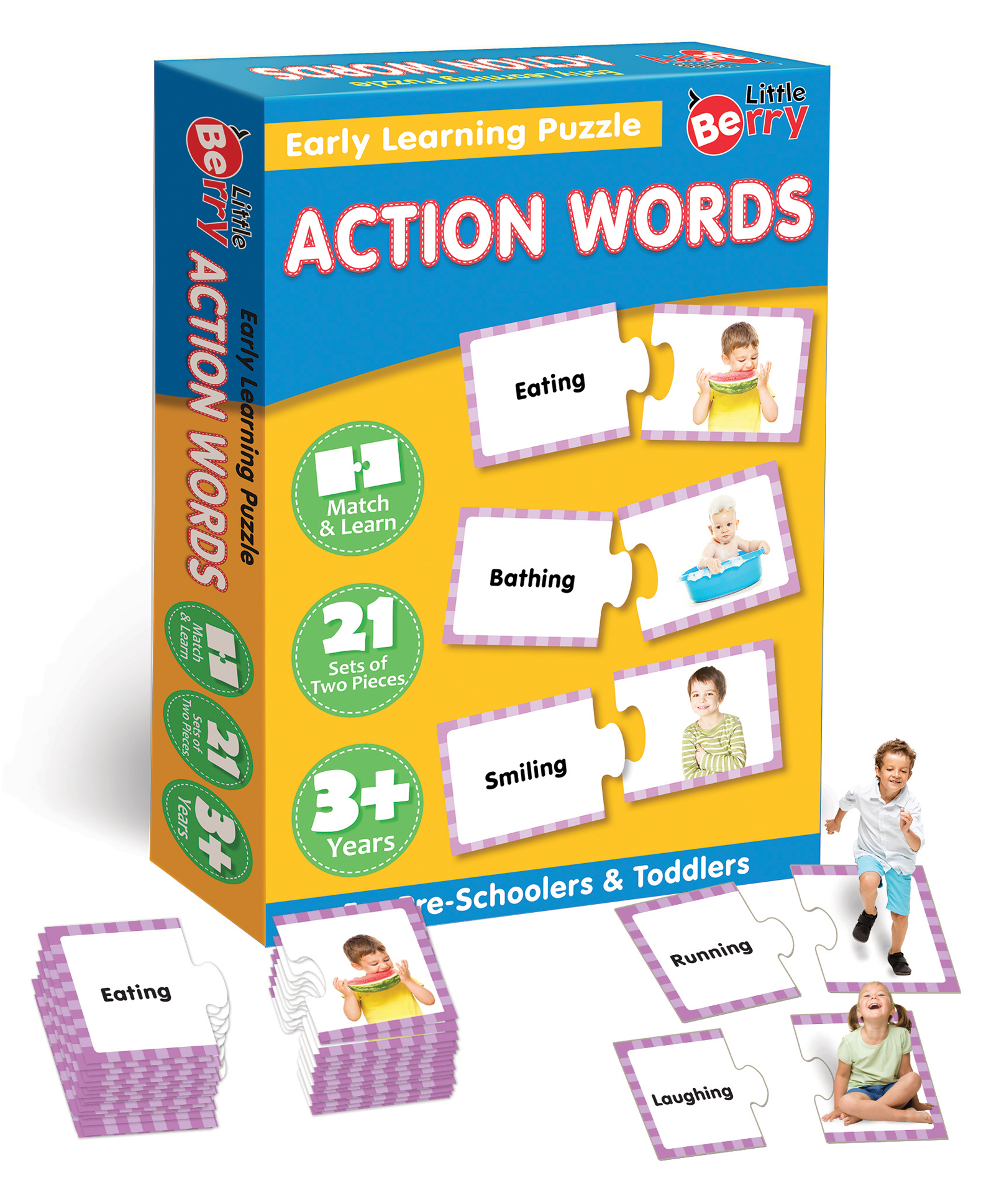 Little Berry Action Words Match and Learn Jigsaw Puzzle Game Multicolor - 42 Pieces-image-4