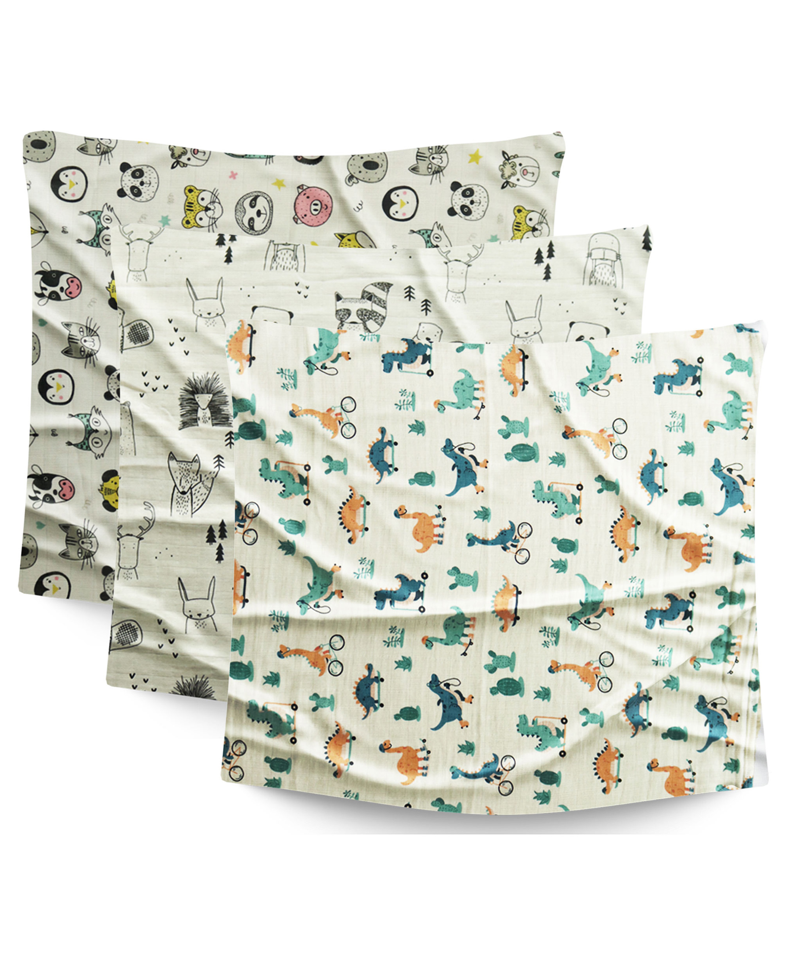 Bembika Muslin Wrap Cloths Receiving Blanket For Newborn Pack Of 3 - Multicolor-picture-20