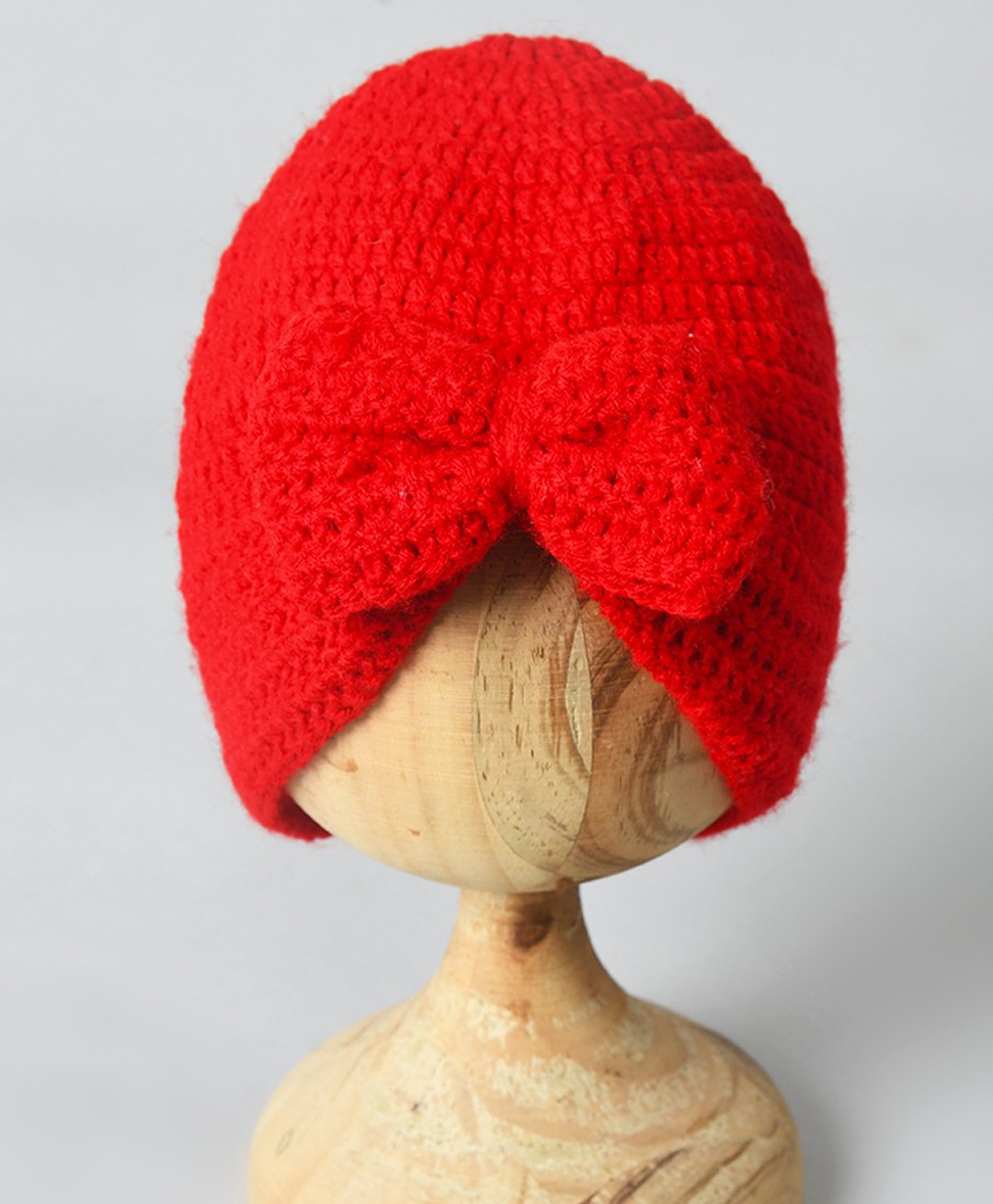 Funkrafts Bow Detail Handmade Woollen Turban Style Cap - Red-picture-31