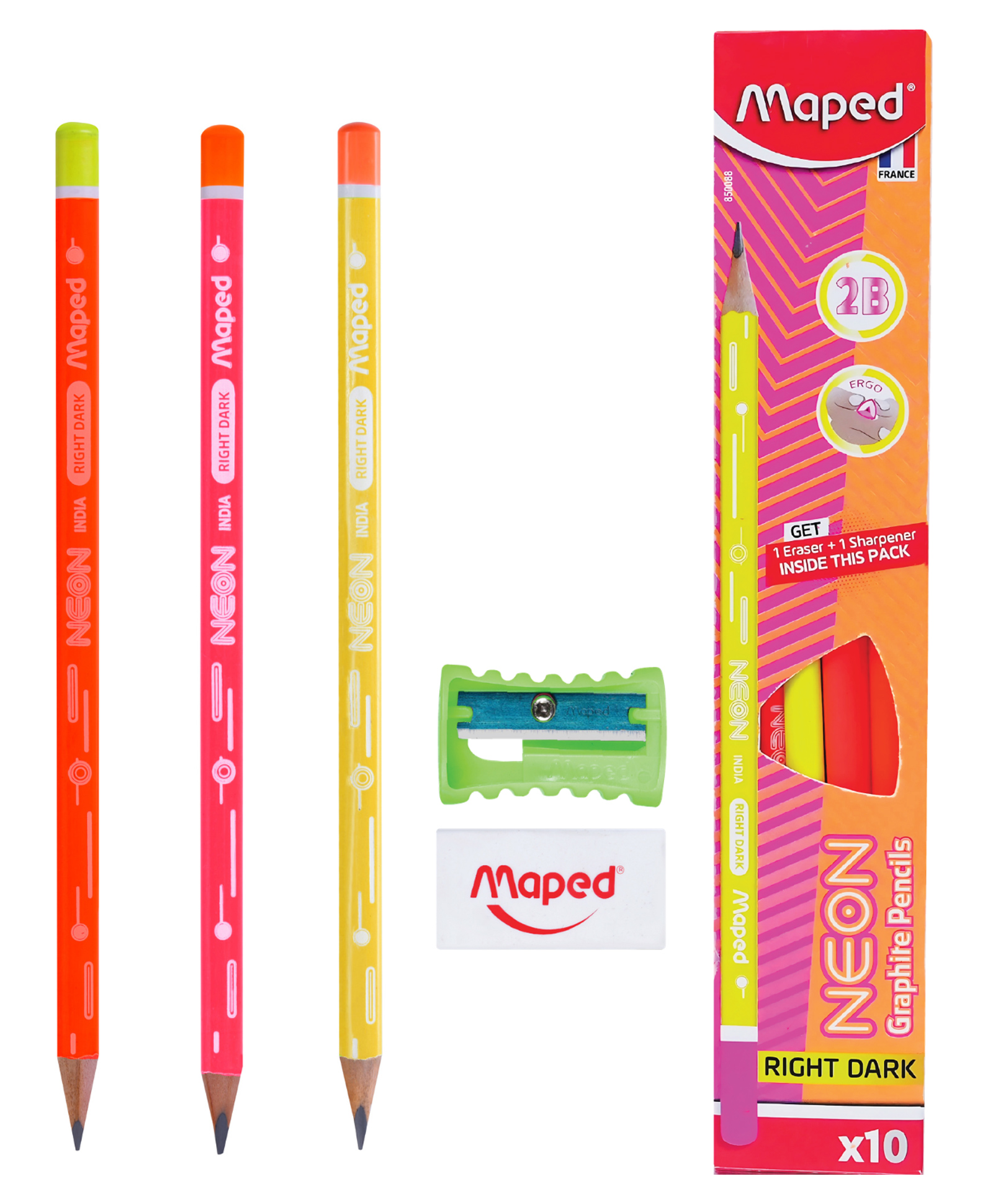 Maped Pencils Study Peps Neon Pencil With Eraser  10 Pieces - Multicolour-picture-31