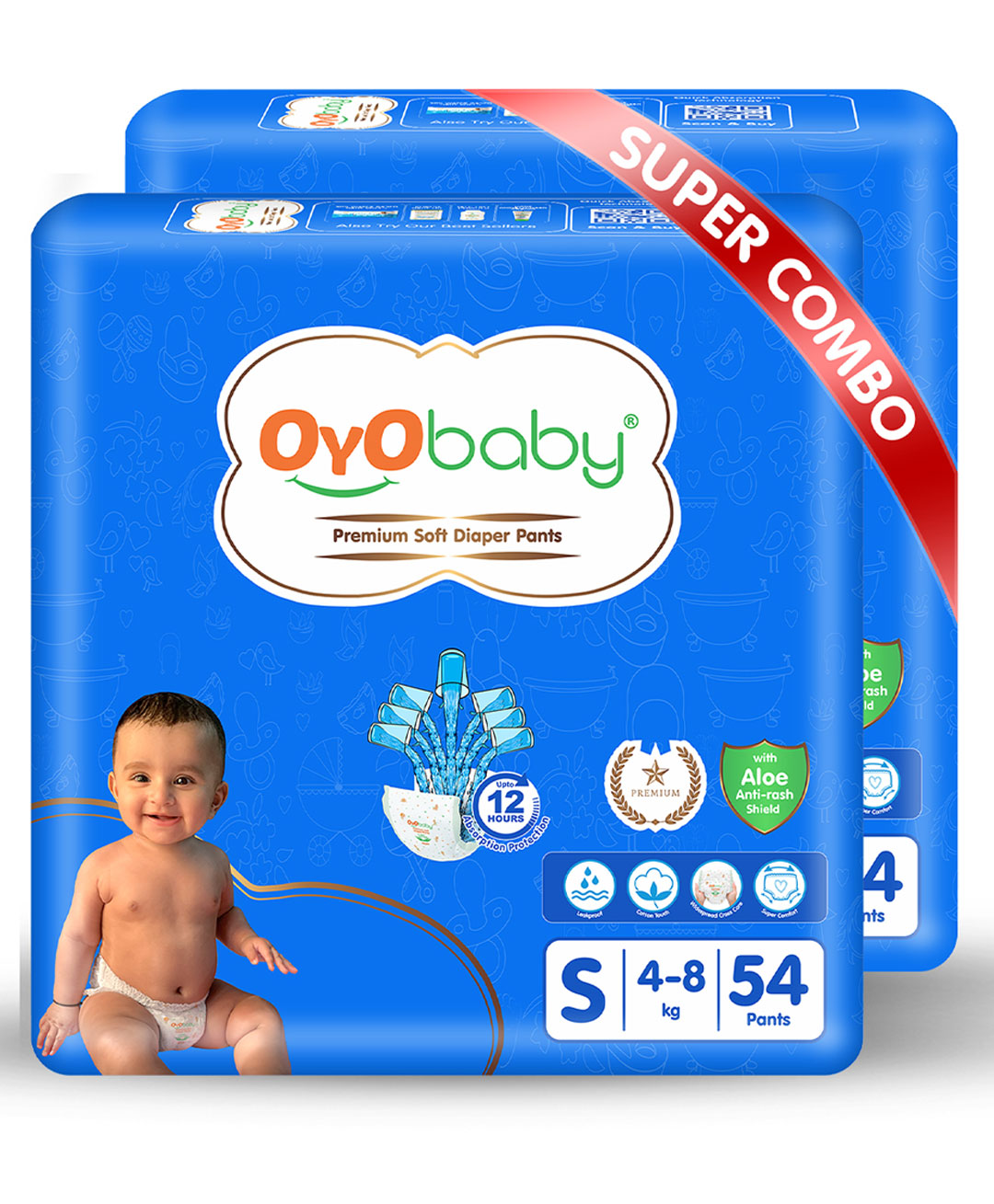 OYO Baby Premium Diaper Pants Small Size Baby Diapers Pants Anti Rash Diapers Diaper For Baby 12 Hours Protection Pack Of 2 Small-picture-17