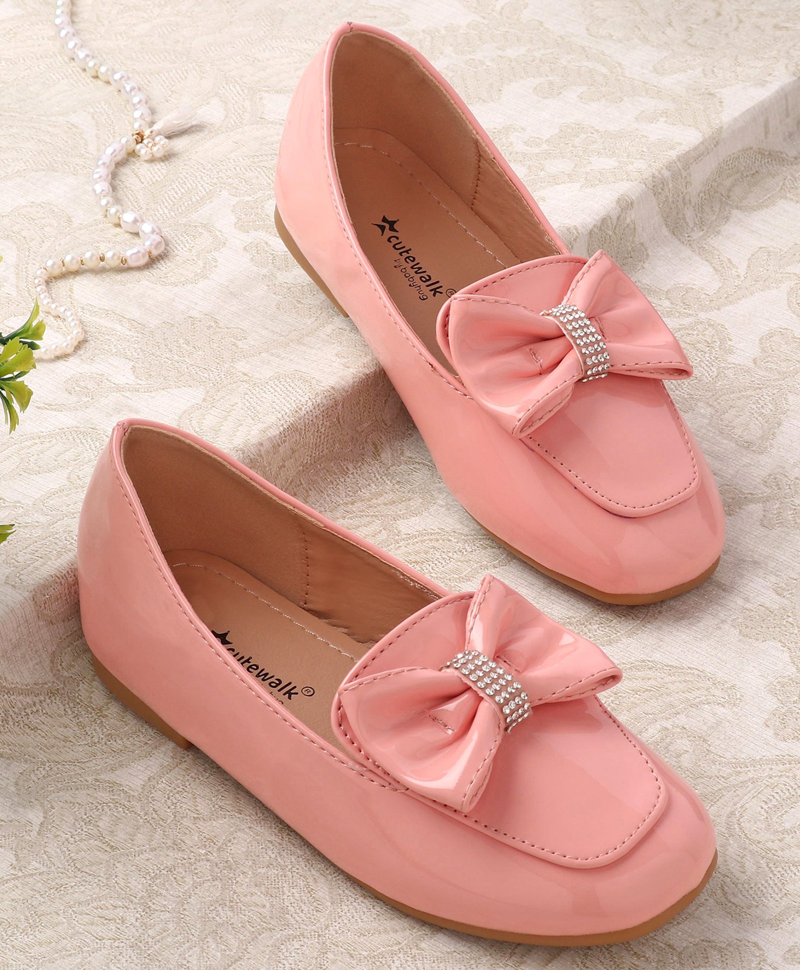 Cute Walk by Babyhug Slip On Bellies with Bow Applique - Pink-image-44