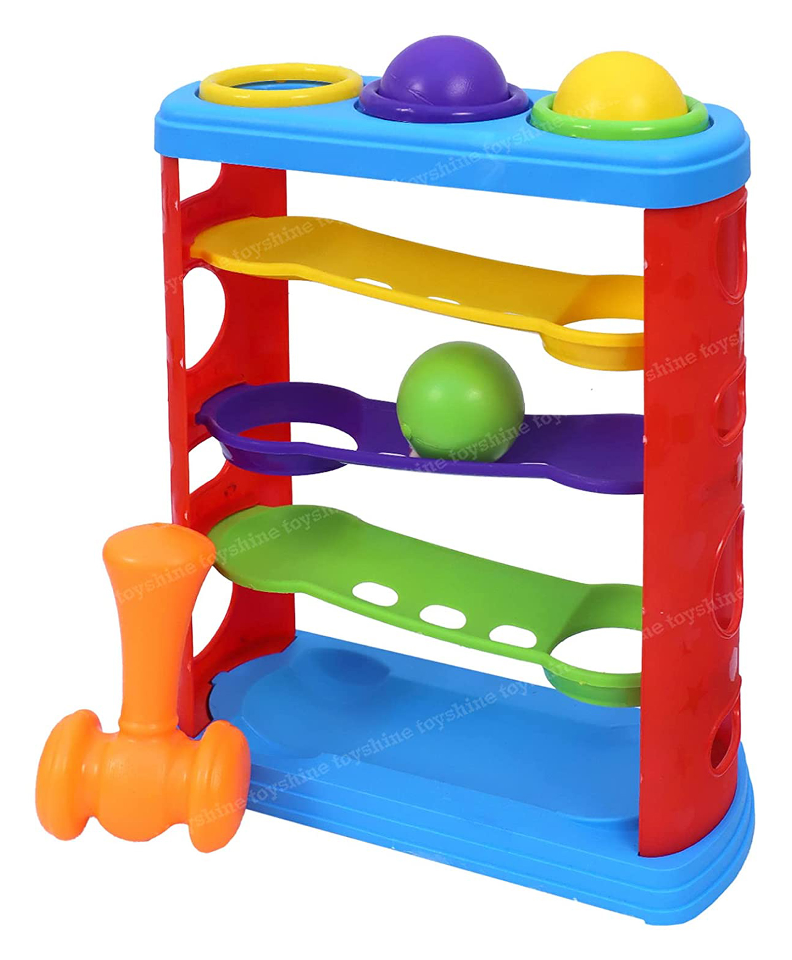 Toyshine Ramp Race Slope Rolling Hammer Toy Set with 3 Balls - Multicolor-image-37