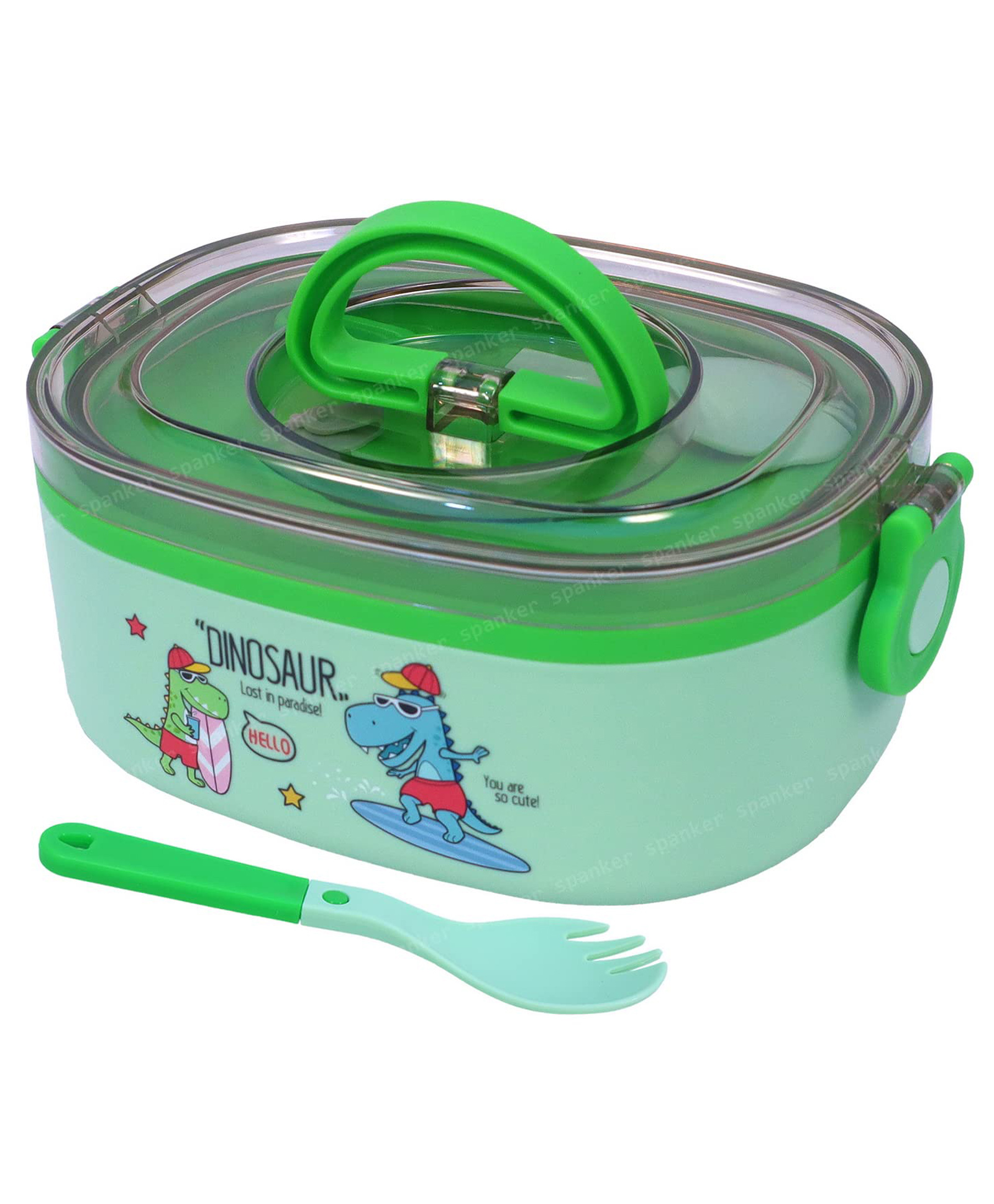 Spanker Dinosaur Lunch Box Thermal Stainless Steel Insulation 1000 ml  - Green-picture-28