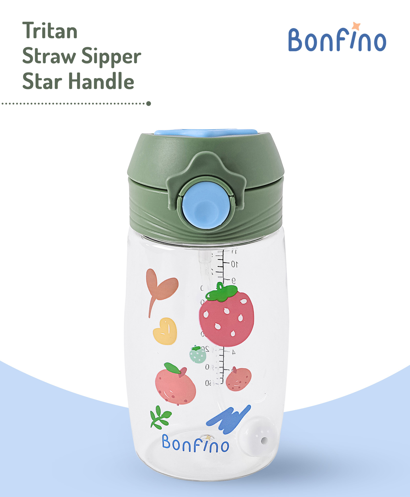 Bonfino Straw Sipper with Star Handle Green - 350 ml-picture-20