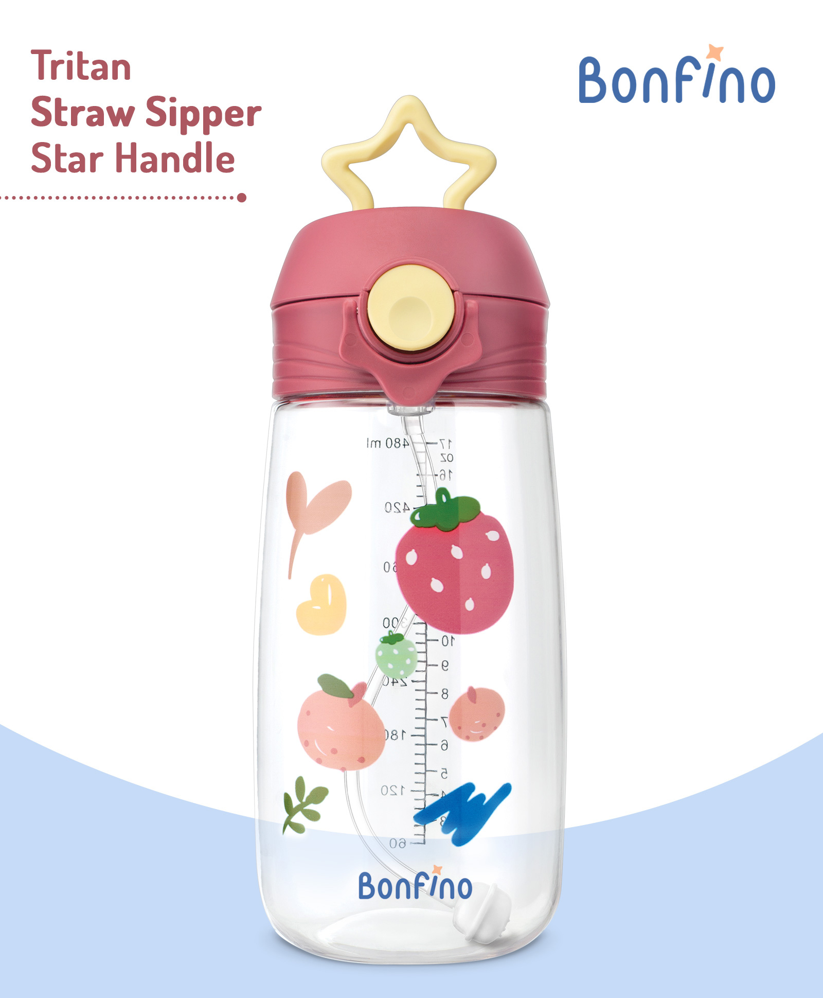 Bonfino Straw Sipper with Star Handle Brown - 350 ml-image-35