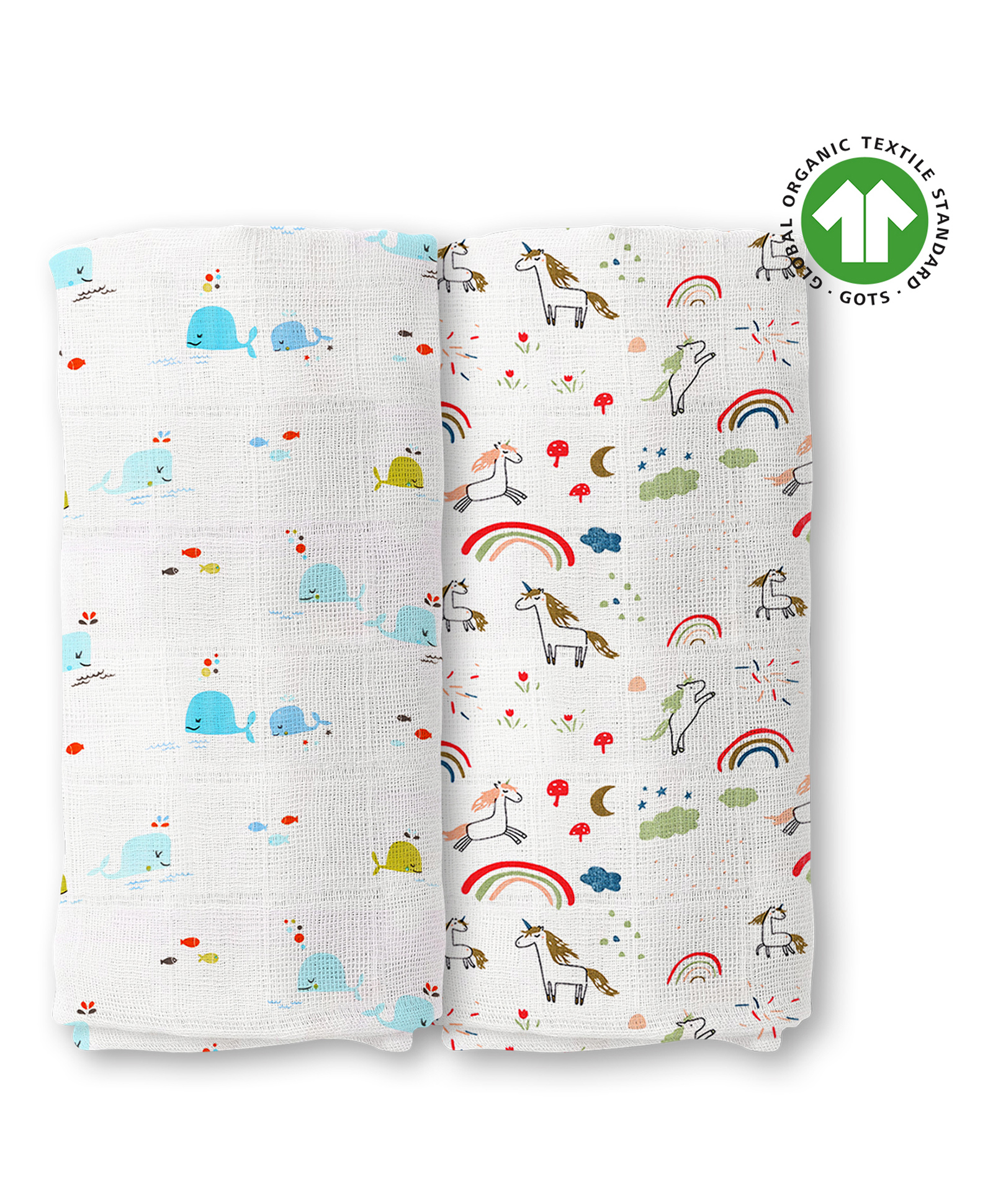 mom's home Moms Home Organic Cotton Soft Baby Muslin Swaddle Elephant & Panda Pack of 2 - Multicolour-picture-19