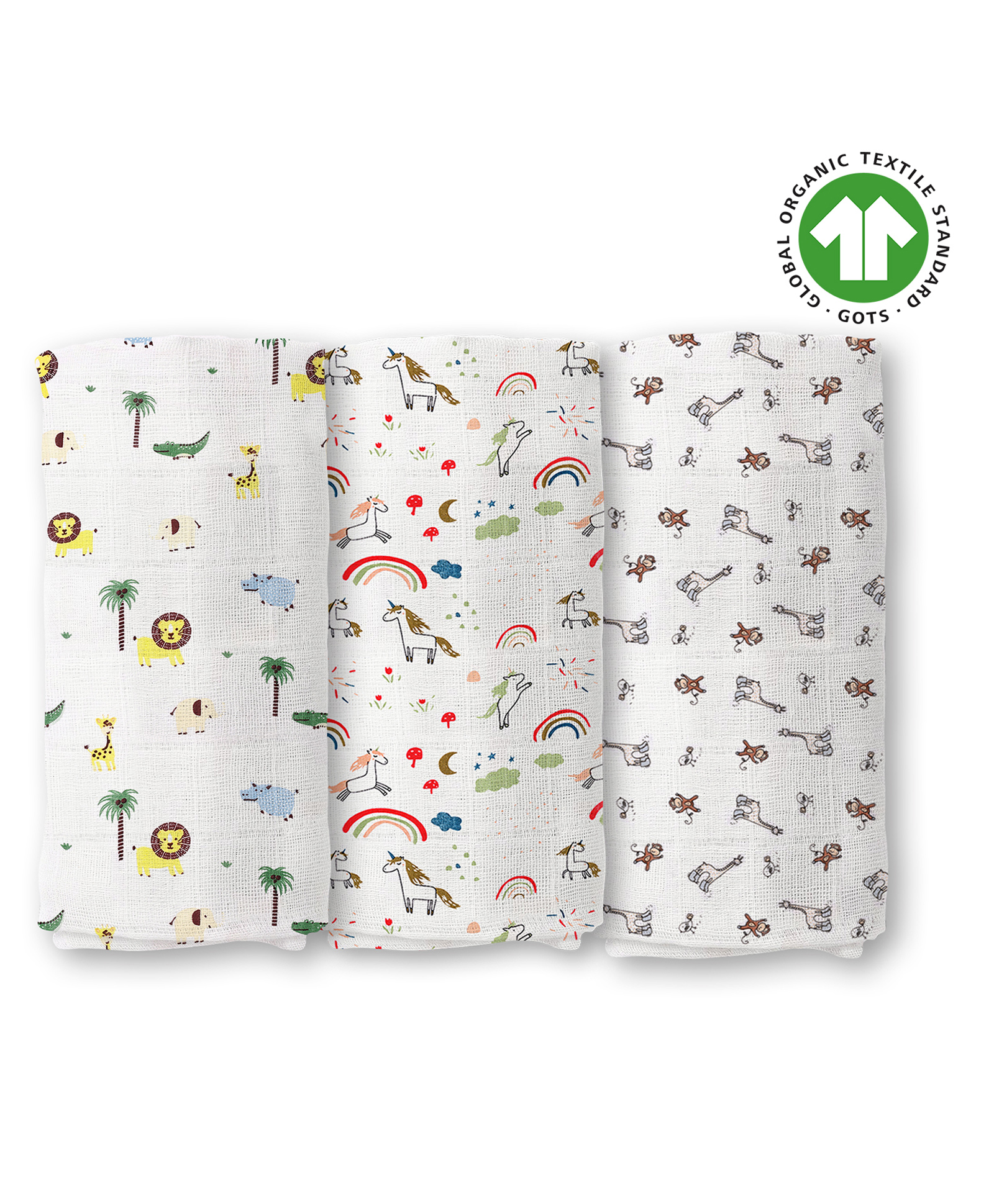 mom's home Moms Home Organic Cotton Baby Muslin Swaddle Mix Pack of 3 - Multicolour-picture-20