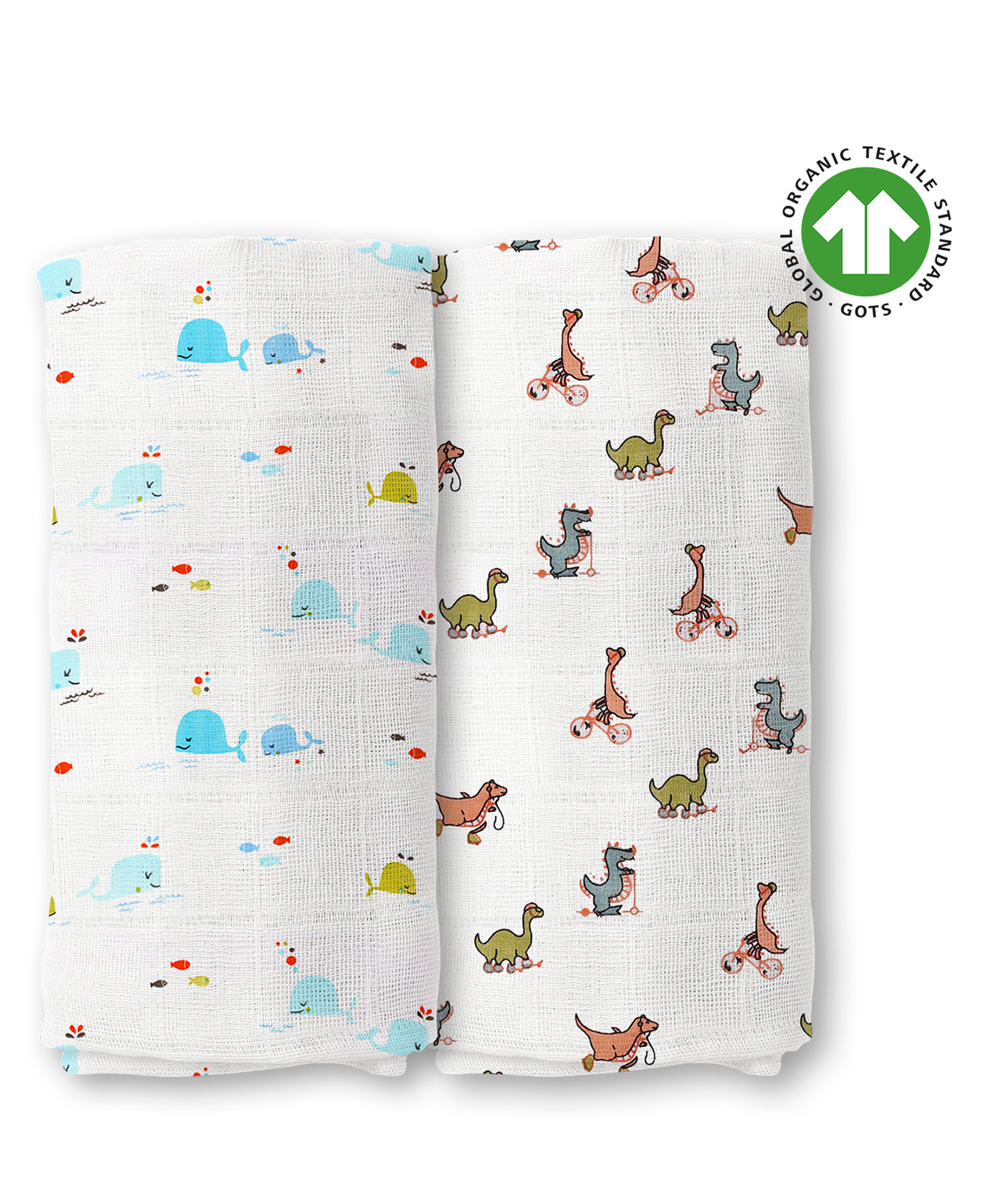 Moms Home Organic Cotton Soft Baby Muslin Swaddle Dino Pack of 2 - Multicolour-image-19