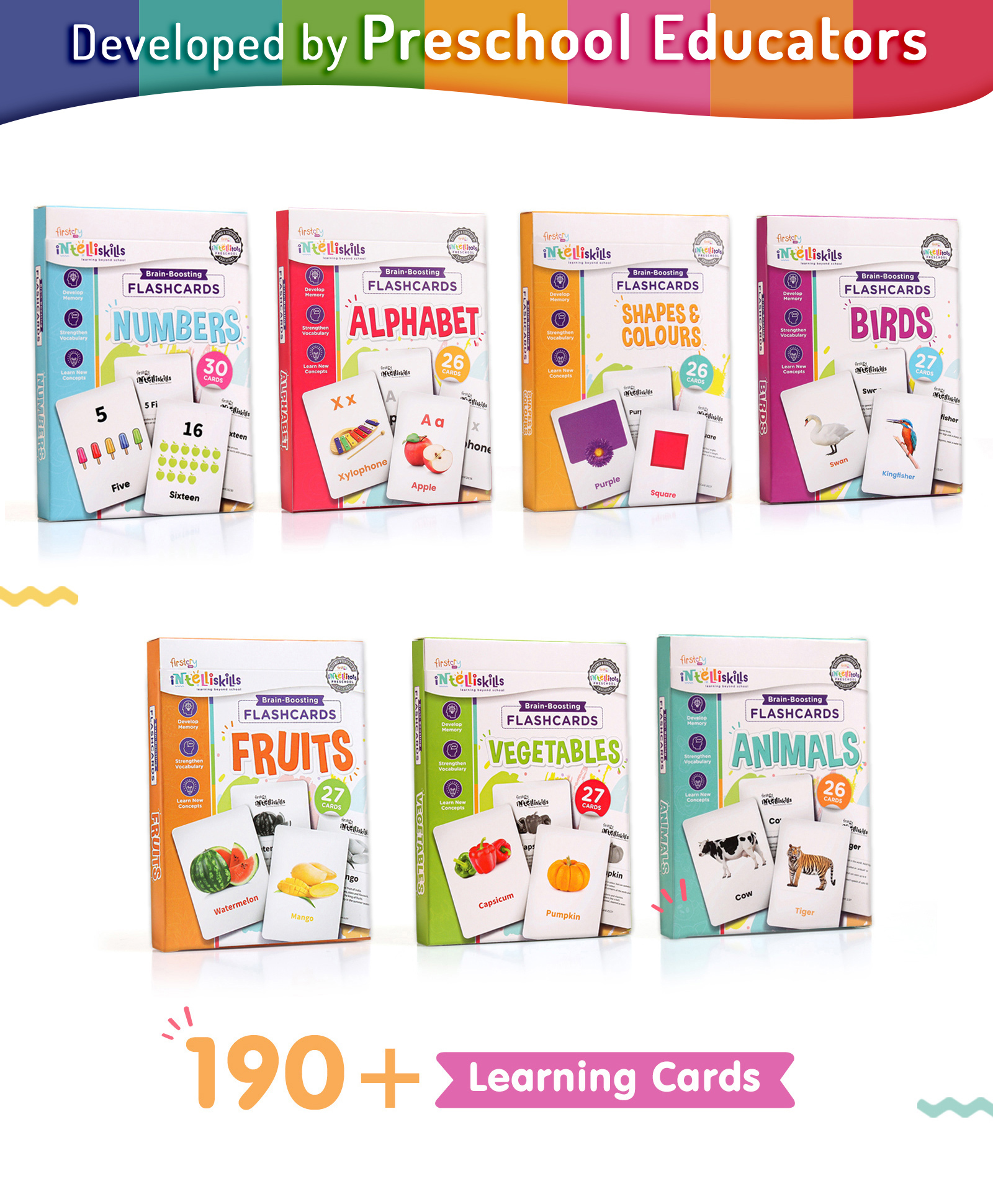 Firstcry Intelliskills Premium 7-in-1 Brain Boosting 190 Non-Tearable Flash Card Set | 1+ Years | Early Learning Montessori Education Toy for Toddlers & Kids| Laminated | Waterproof | Gift Set-picture-16